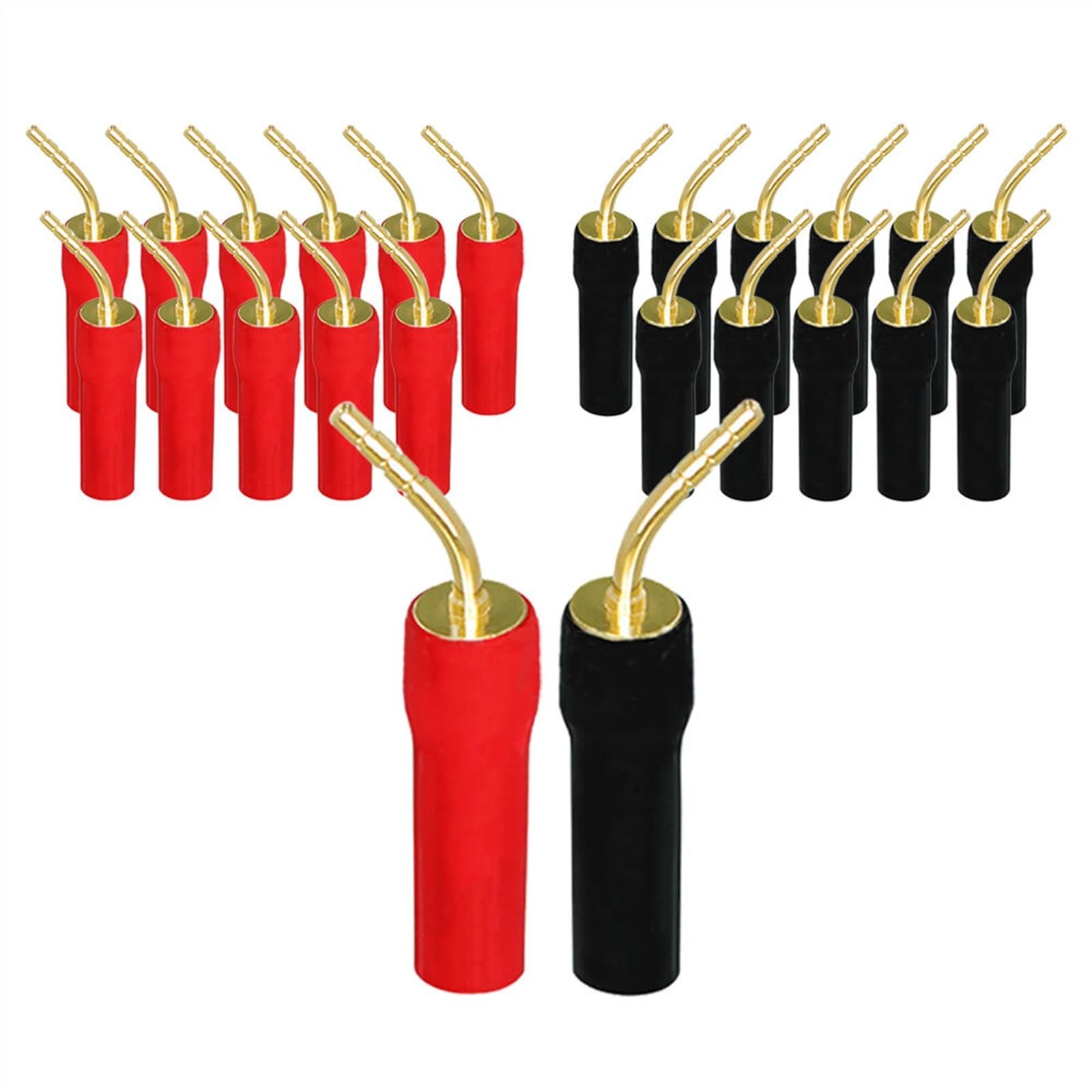 4 Spine A Banana Placcate In Oro 24 K, Connettore Jack Audio A Doppia Vite, Connettore Jack Audio Per Altoparlante, Adattatore Per Amplificatore, HiFi, Ricevitore AV (2 Neri E 2 Rossi - Foto 5