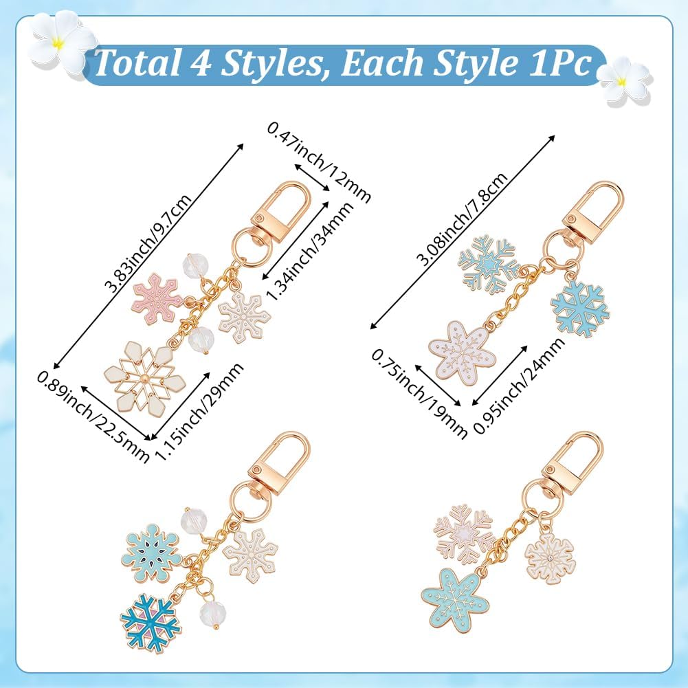 SUNNYCLUE 1 Box 4Pcs Snowflake Purse Charm Winter Bag Charms Christmas image 2