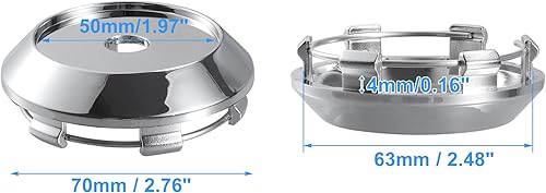 Miniatura 7 de ACROPIX Tapacubos centrales para llanta de rueda de 2.756 in, 6 clips, color plateado, paquete de 4