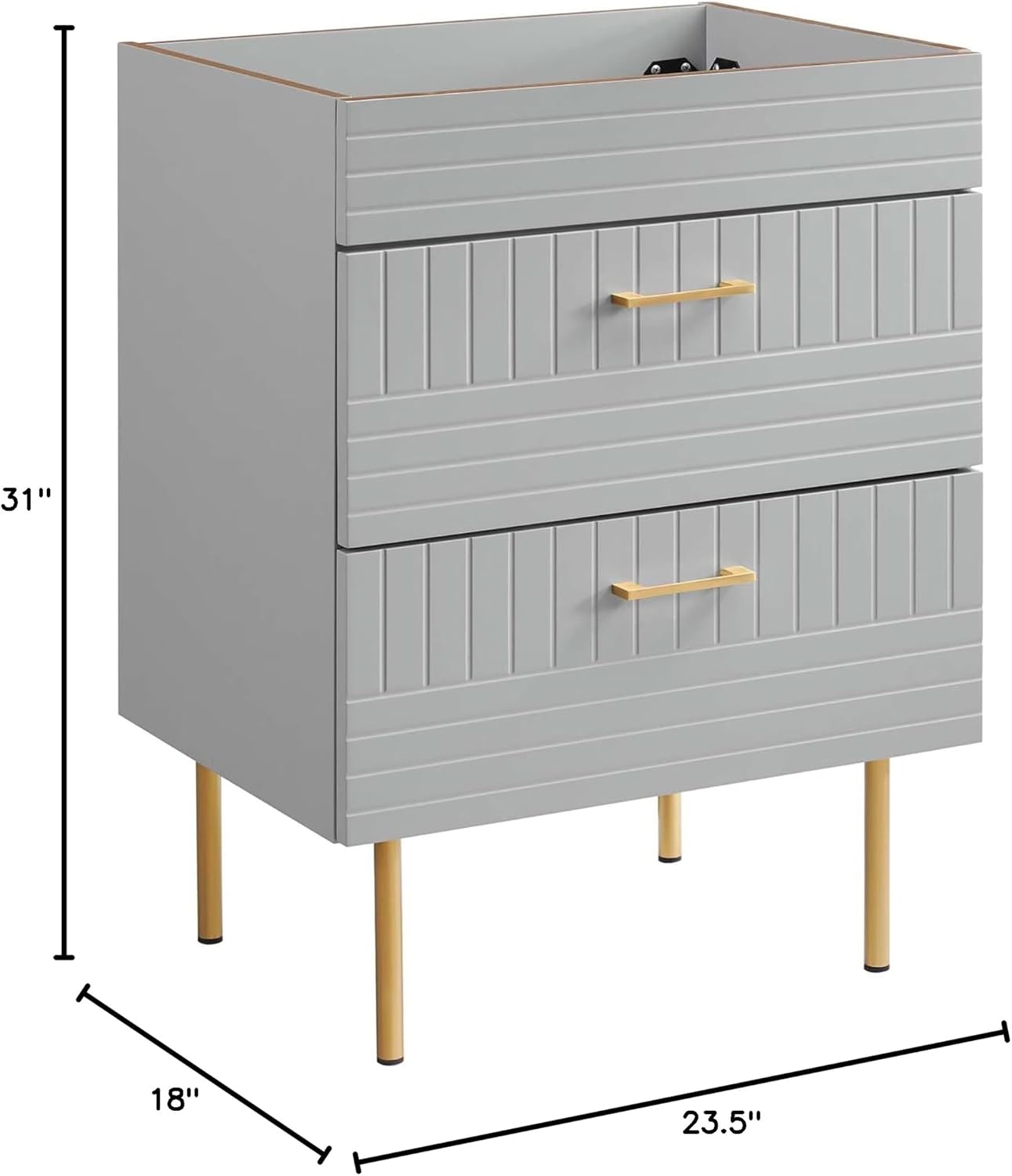 Ergode Daybreak 24 Bathroom Vanity Cabinet-Contemporary Style, Matte Finish, Gold Metal Legs-Ample Storage, Plumbing Cut-Out-Durable Construction-Assembly Required-Sink Basin Not Included