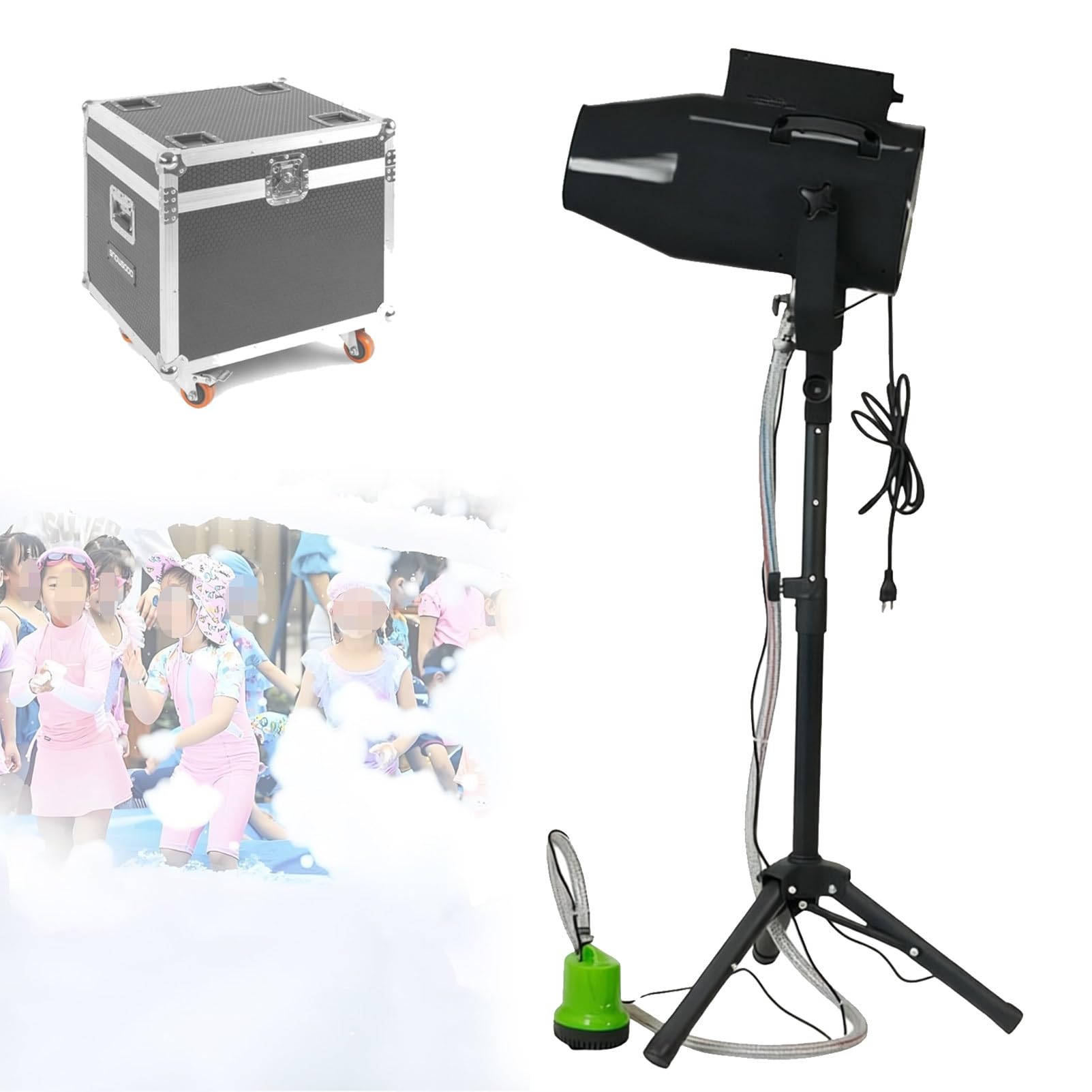 Pnpaea Portable Foam Cannon Machine,250w/450w Bubble Machine Parties,with Long-Range Spray and Wide Coverage For Outdoor Events and Celebrations 1500-FlightCasePackaging