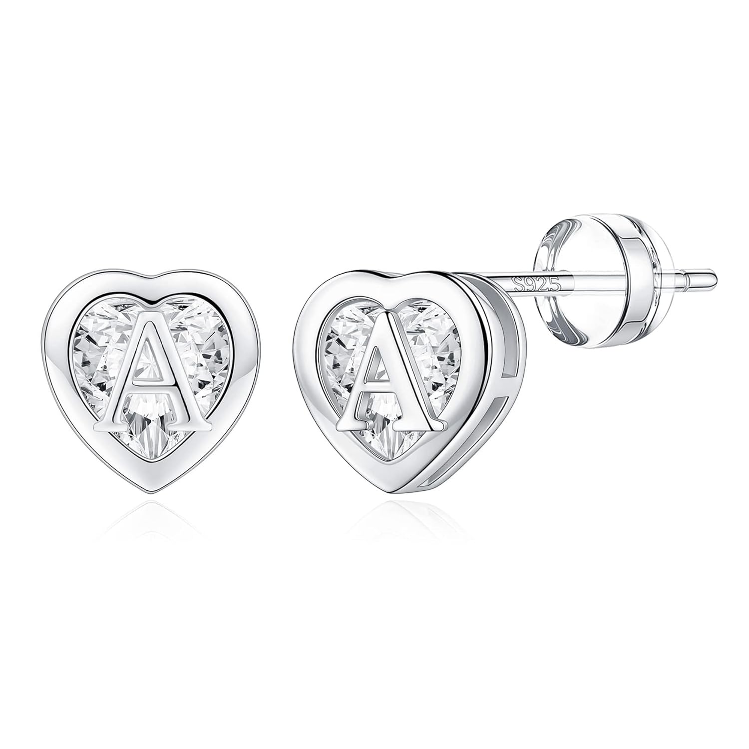 IEFWELL Stud Earrings for Girls Women - Heart Initial Stud Earring 14K Gold Plated Earrings Stacks Hypoallergenic Earring