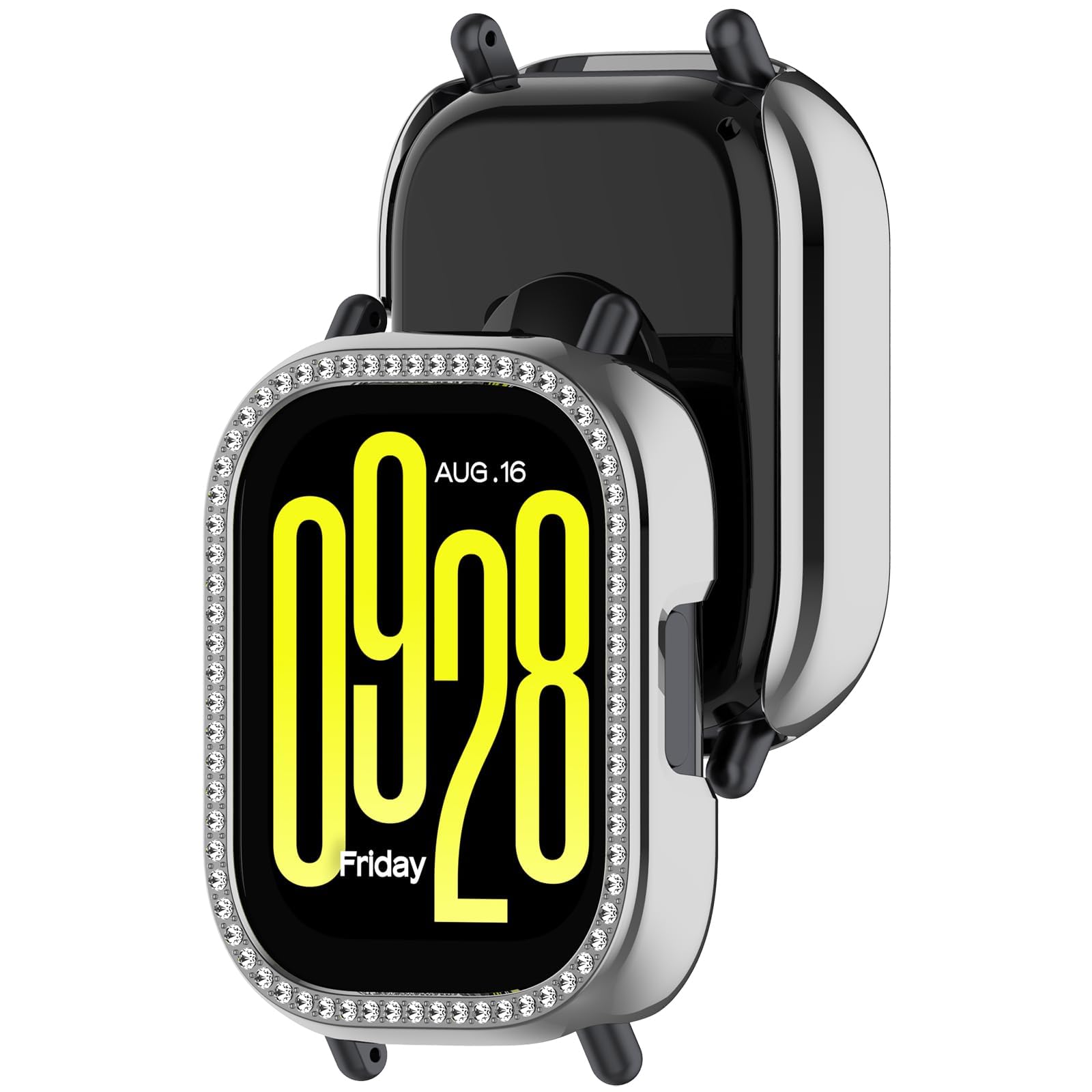 Dl3 Mobilak Bling Case for Xiaomi Redmi Watch 5 Active, Slim Hard PC Frame Cover with Crystal Diamond Bumper Design (Without Screen Protector), Protective Case for Women and Girls