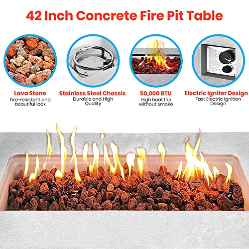 Concrete-Outdoor-Propane-Fire-Pit-Table-CSAETL-Certified-Safe-50000BTU-Pulse-Ignition-Weatherproof-Square-Propane-Gas-Fire-Table-Adjustable-Flame-Thermocouple-PVC-Cover-Lava-Rock-SLFPCN56