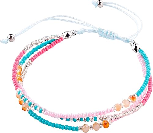 Miniatura 2 de 5 tobilleras con cuentas, pulsera ajustable hecha a mano para mujer, pulseras únicas de cuentas coloridas