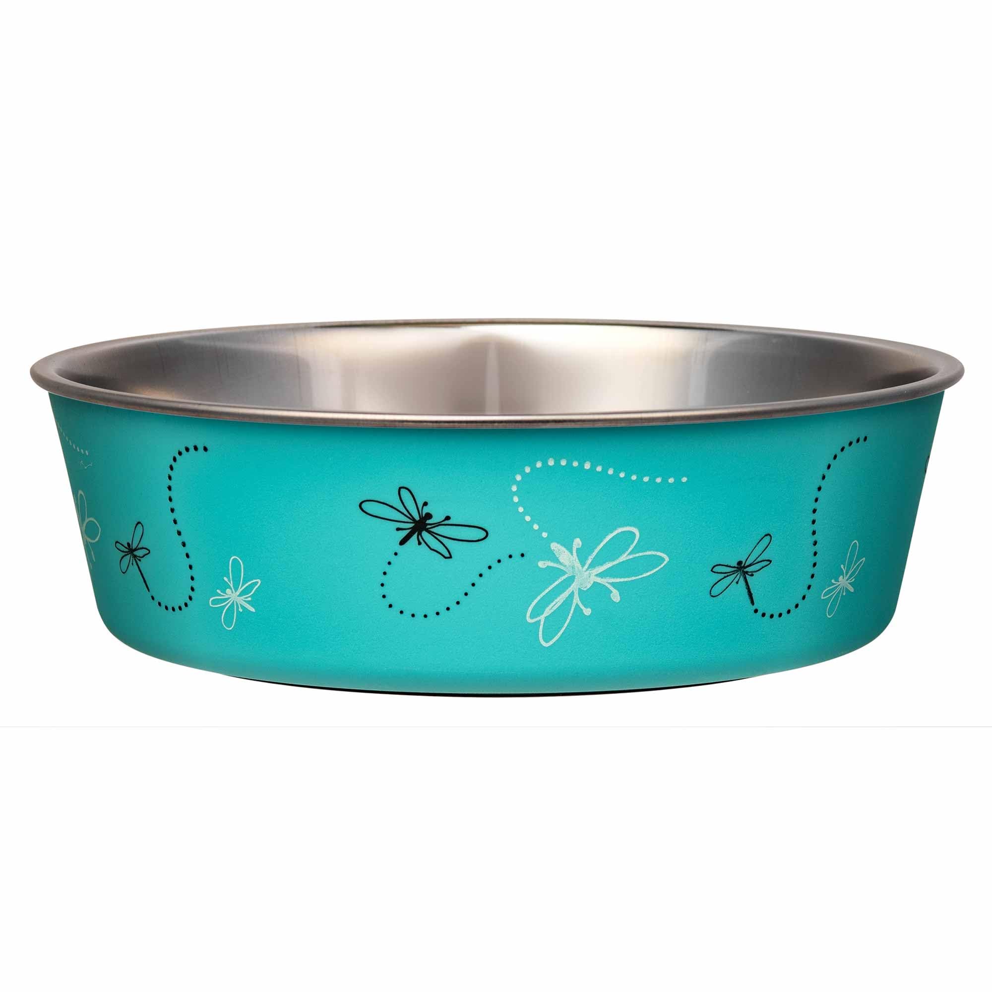 Loving Pets Bella Dog Bowls- Stainless Steel Dog & Cat Bowls - Spill Proof Dog Food Bowl, Cat Bowl, Puppy Essentials & Pet Supplies Great for Home & Travel (Small 10-20 lbs, Dragonfly)