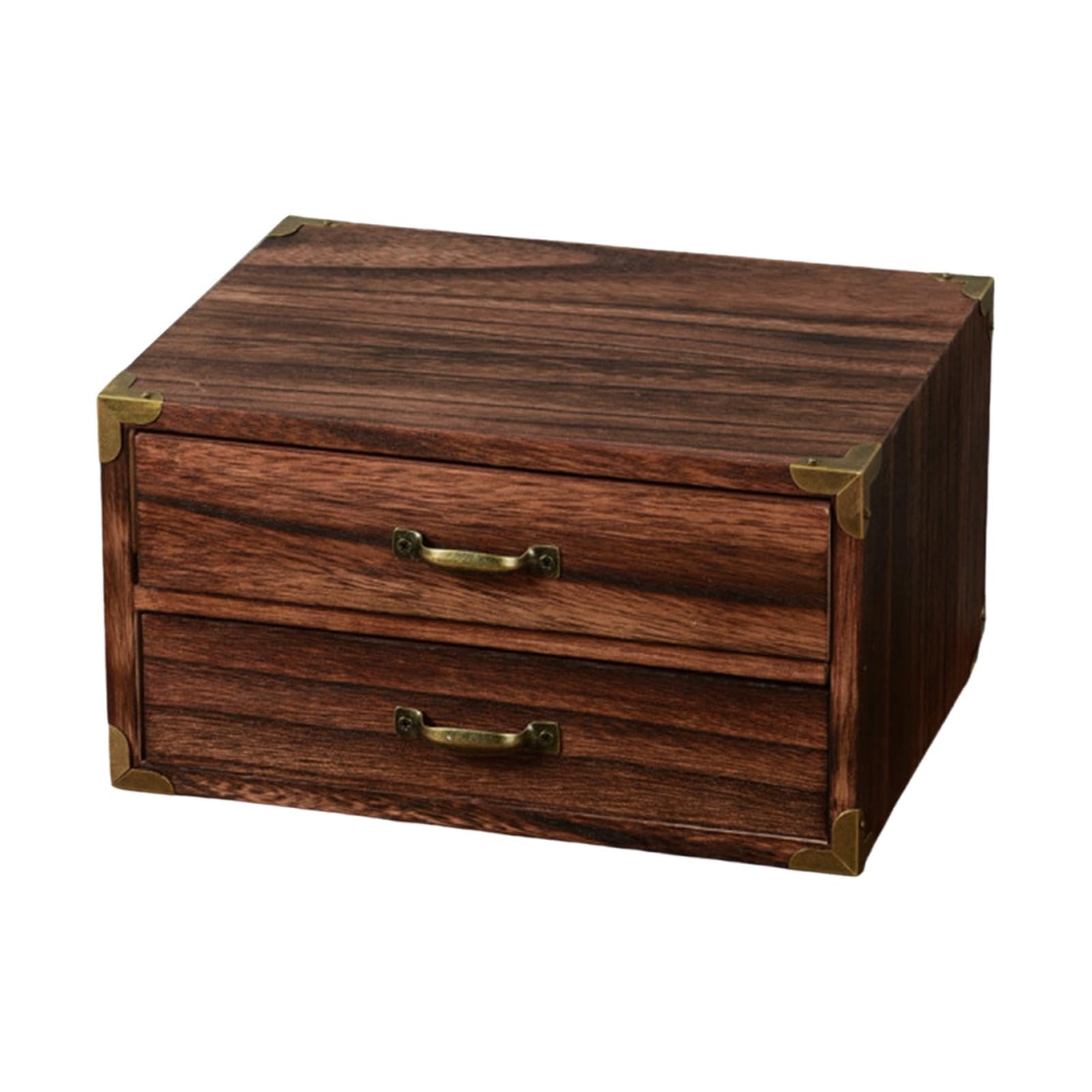 Pudełko do przechowywania na biurko z drewna, kilka szuflad, pudełko do przechowywania drobiazgów, organizer na biurko (24 x 18 x 13 cm)