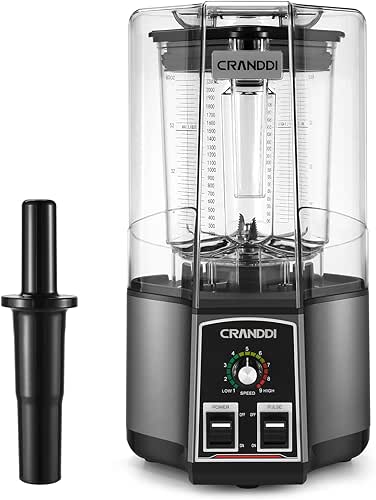 CRANDDI Commercial Blender for Crushing Ice, Chopping, Grinding, Blending, 1500W