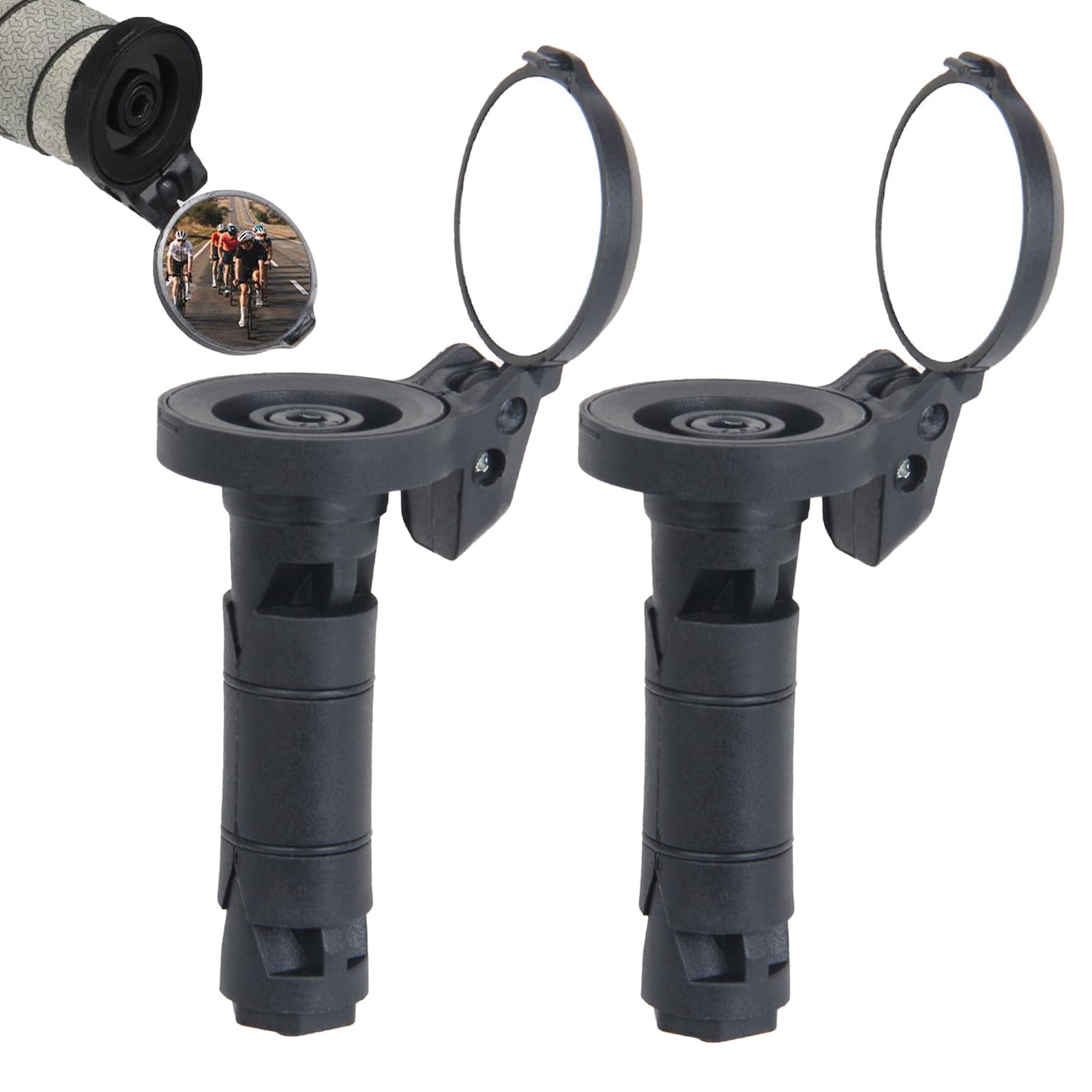 Bike Rear View Mirror - Mountain Road Bike Bar End Mirror | 1 Pair Convex Lens Foldable with Cover for Recreation Travel Adventure Urban Road Mountain