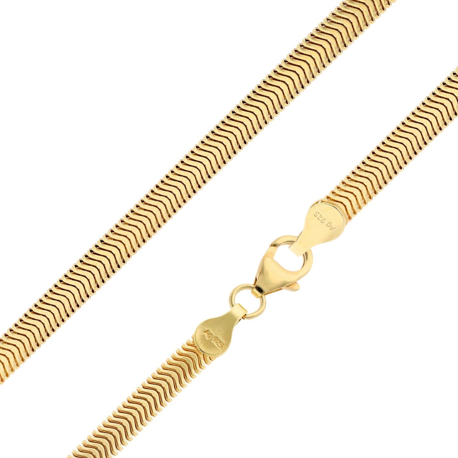 trendor Damen-Halskette 925 Silber Vergoldet Ovale Schlangenkette 4,2 mm | modischer Halsschmuck für Frauen, perfekte Geschenkidee und edles Accessoire,
