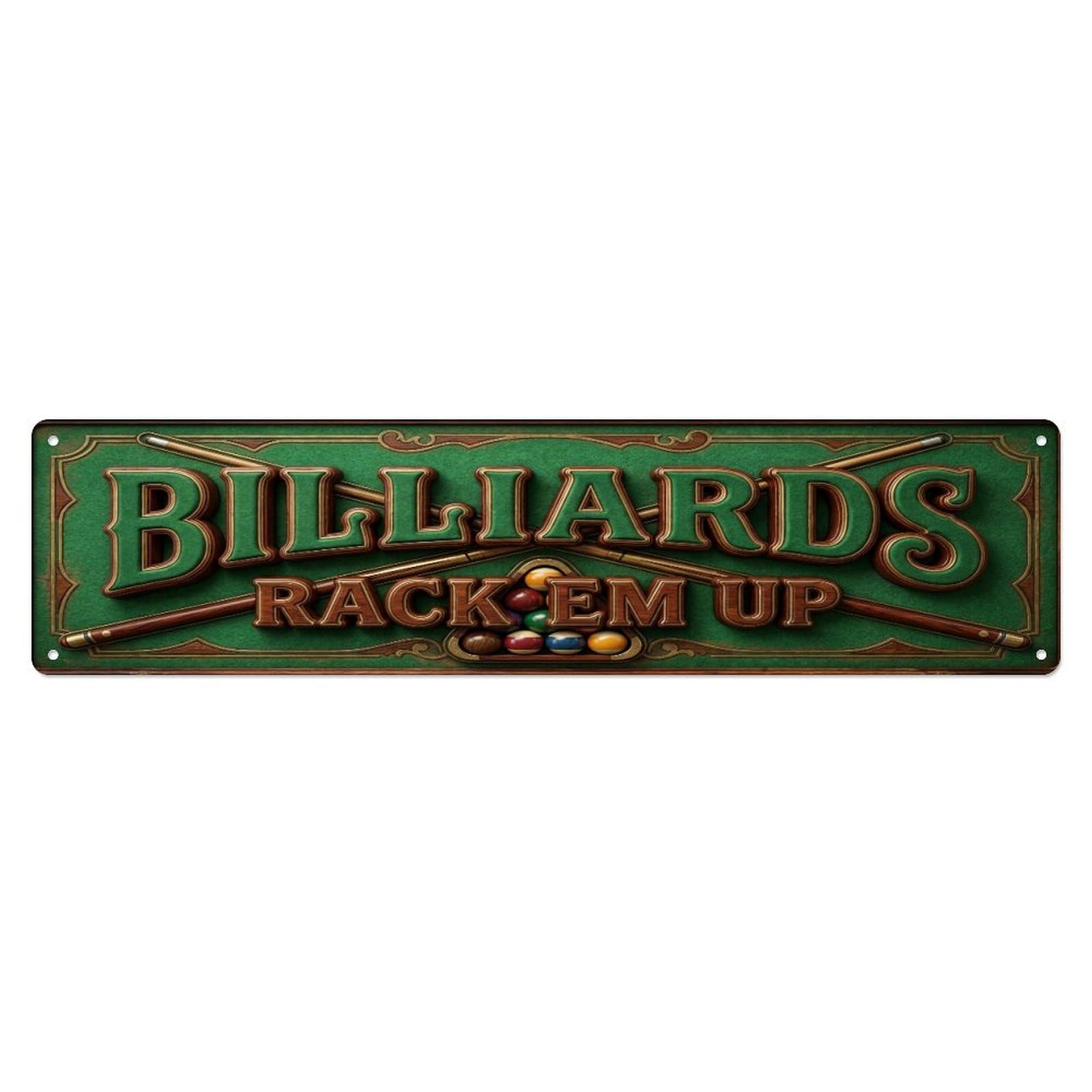 Metal Tin Sign Billiards Rack Play Game
