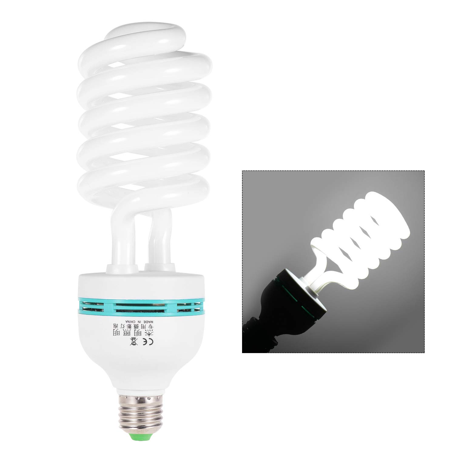2 Lampade Fotografiche 135W Con Attacco E27, Luce Diurna 5500K, CRI90, Illuminazione Continua Per Studio