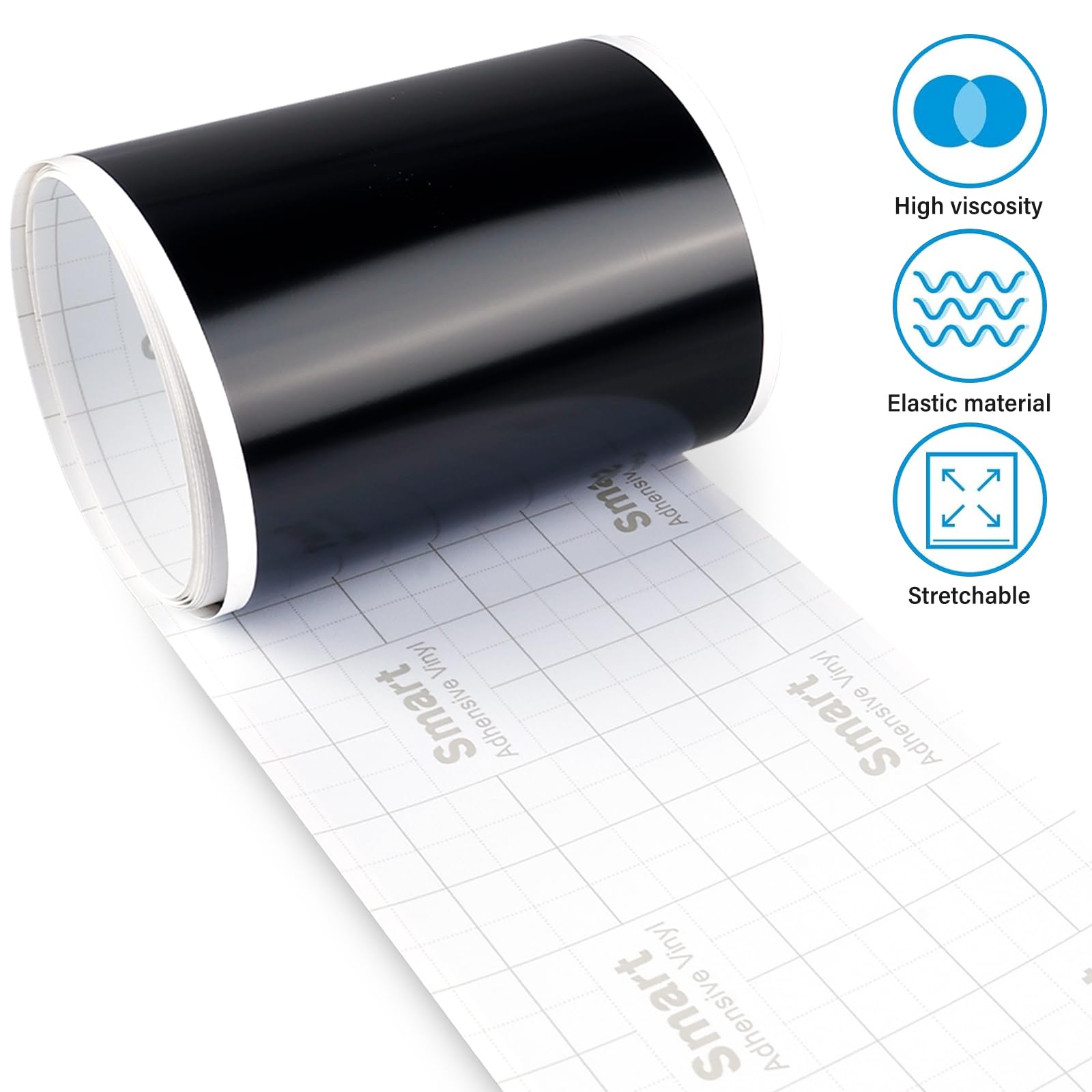 Rouleau de vinyle intelligent permanent pour Cricut Joy - 14 x 200 cm - Film de traceur - Transfert thermique - Pour bricolage, t-shirts, tasses, voitures, bannières, décoration (noir + blanc)