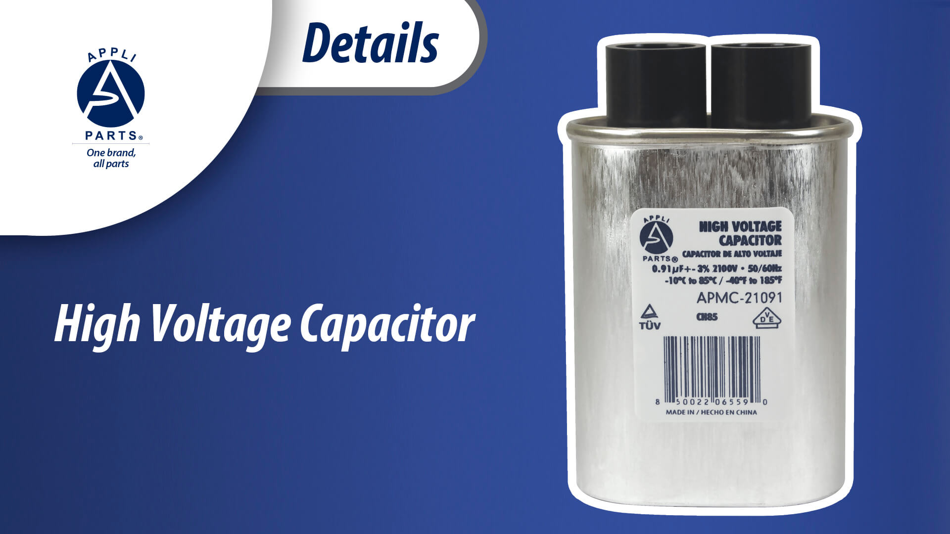 Appli Parts APMC-21091 0.91uf mfd (microfarads) High Voltage