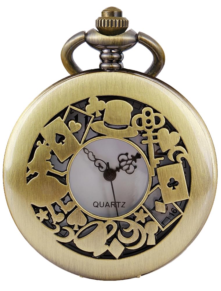 Tiong Nostalgia Movie Theme Design Alloy Quartz Pocket Watch with Necklace Chain