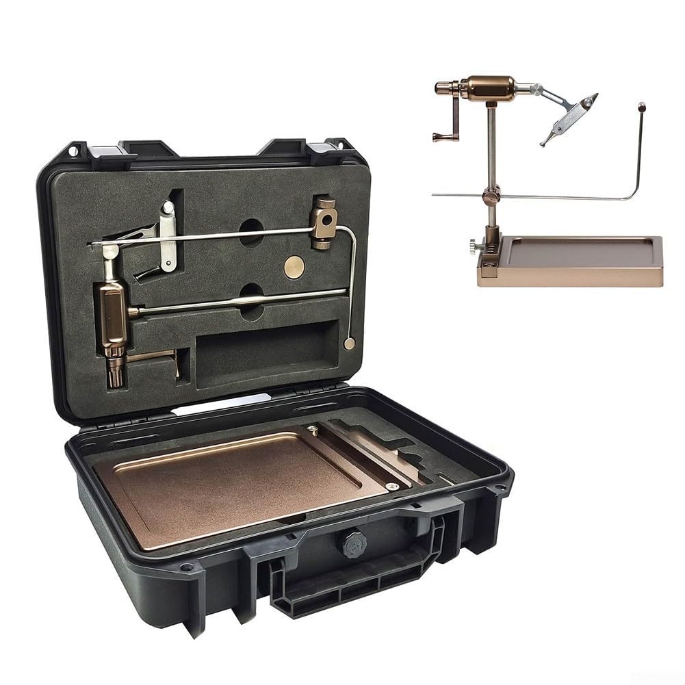 Kit d'étau rotatif avec base et boîte de rangement, design stable et antidérapant pour la pêche à la mouche professionnels et débutants