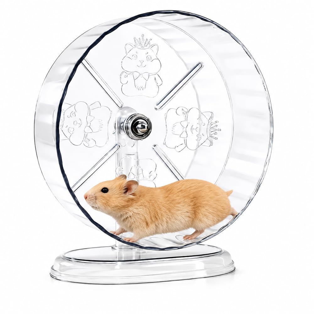 Silent Hamster Wheel, SGZIOO 24cm Hamster Wheel Syrian Large, Acrylic Gerbil Wheel, Transparent Spinner Running Wheel for Dwarf Hamsters Gerbils Mice and Other Small Pets