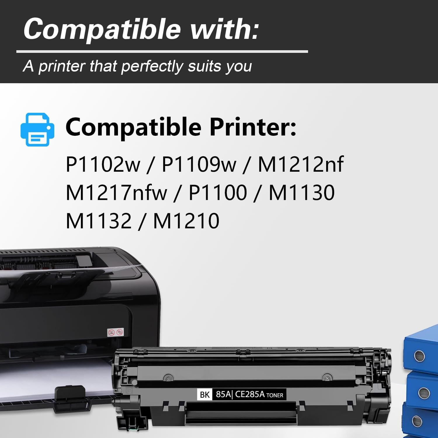 85A Black Toner Cartridge(1-Pack) Replacement for HP 85A| CE285A Black Toner Work with Pro P1102w P1102 P1109W M1217nfw M1212 M1212nf M1217 Printer(1Black)