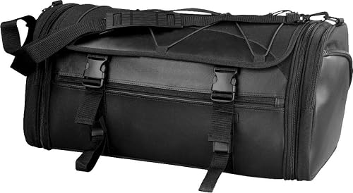 Milwaukee Leather SH694 Black Large Nylon Duffle Style Rack Bag with Carry Strap