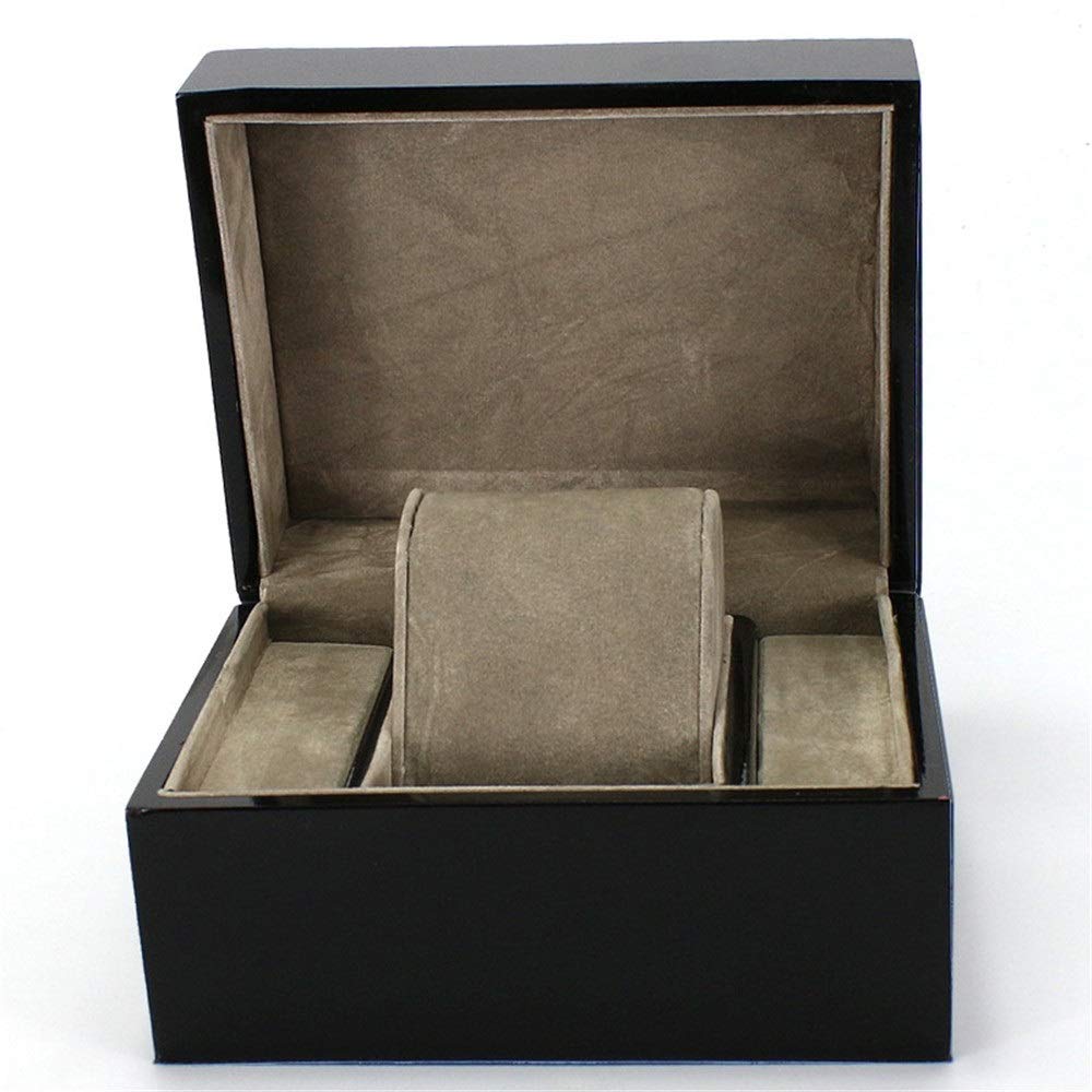 Chtom Caja de almacenamiento de reloj Caja de almacenamiento de reloj de madera para viajes, caja organizadora de relojes (color: negro, tamaño: S) (color: negro, tamaño: pequeño)