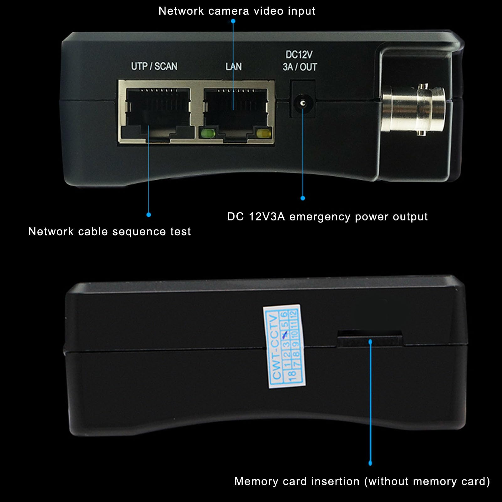 Fafeicy Testeur de Vidéosurveillance au Poignet, écran Tactile IPS Transparent de 4 Pouces, Appareil de Test de Caméra Portable avec Batterie Longue Durée et Sortie PoE, pour la (Prise UE 100 à 240V)