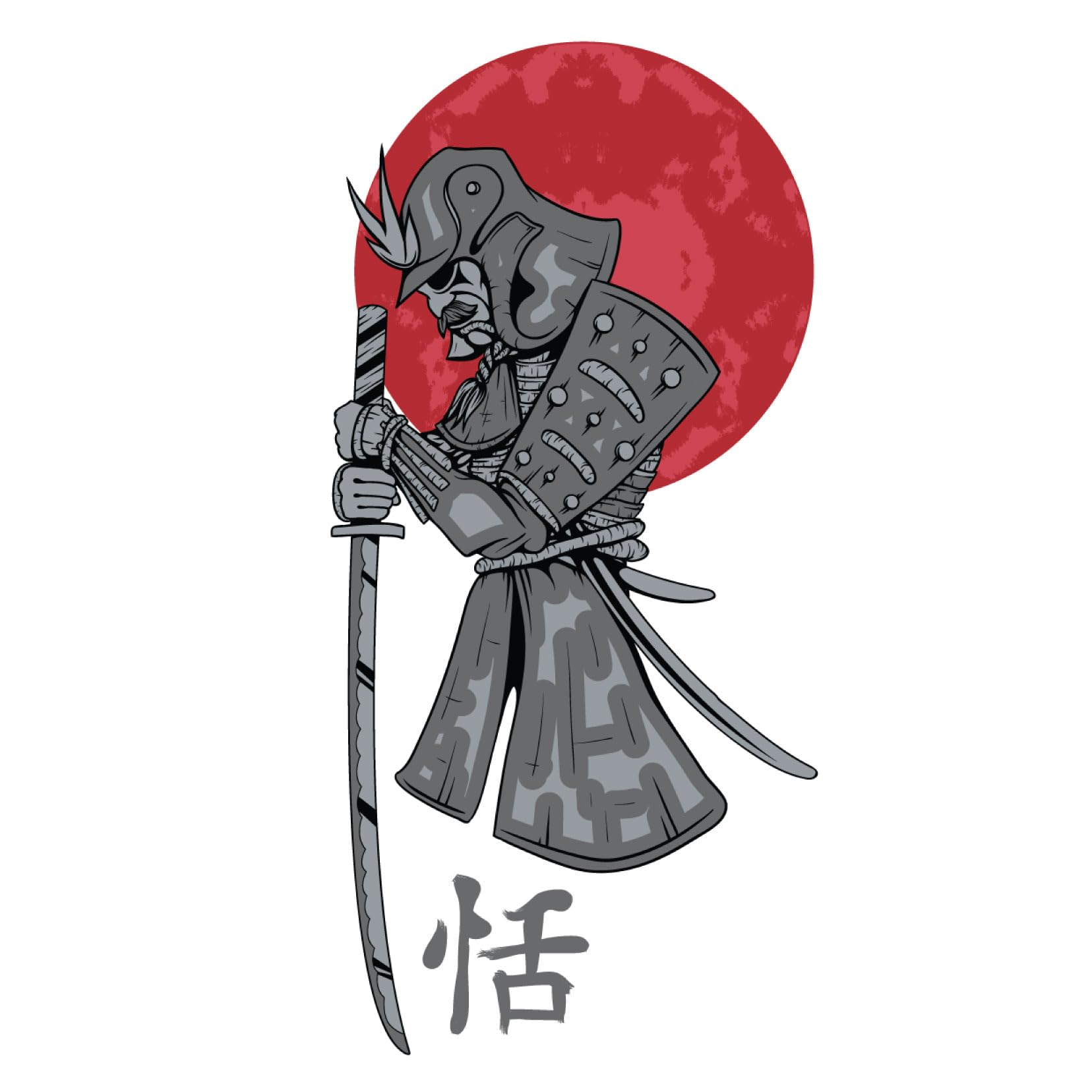 Japanese Samurai Rising Sun Sword Car Decal – Funny Cute Sticker - Premium Gloss Permanent Vinyl Waterproof Indoor Outdoor (1 Large Sticker)