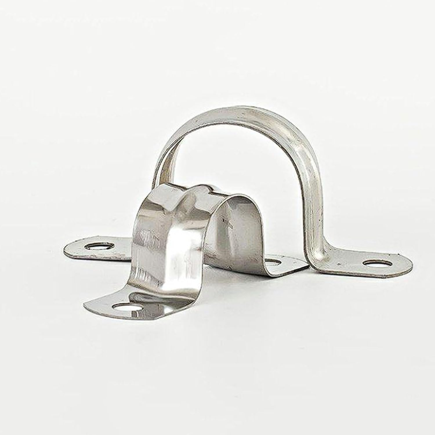304 Stainless Steel U-Bolt Pipe Clamps, U-Shaped Fixing Clips with Pre-Drilled Holes for Exhaust, Conduit Mounting(M16 (100 pieces))