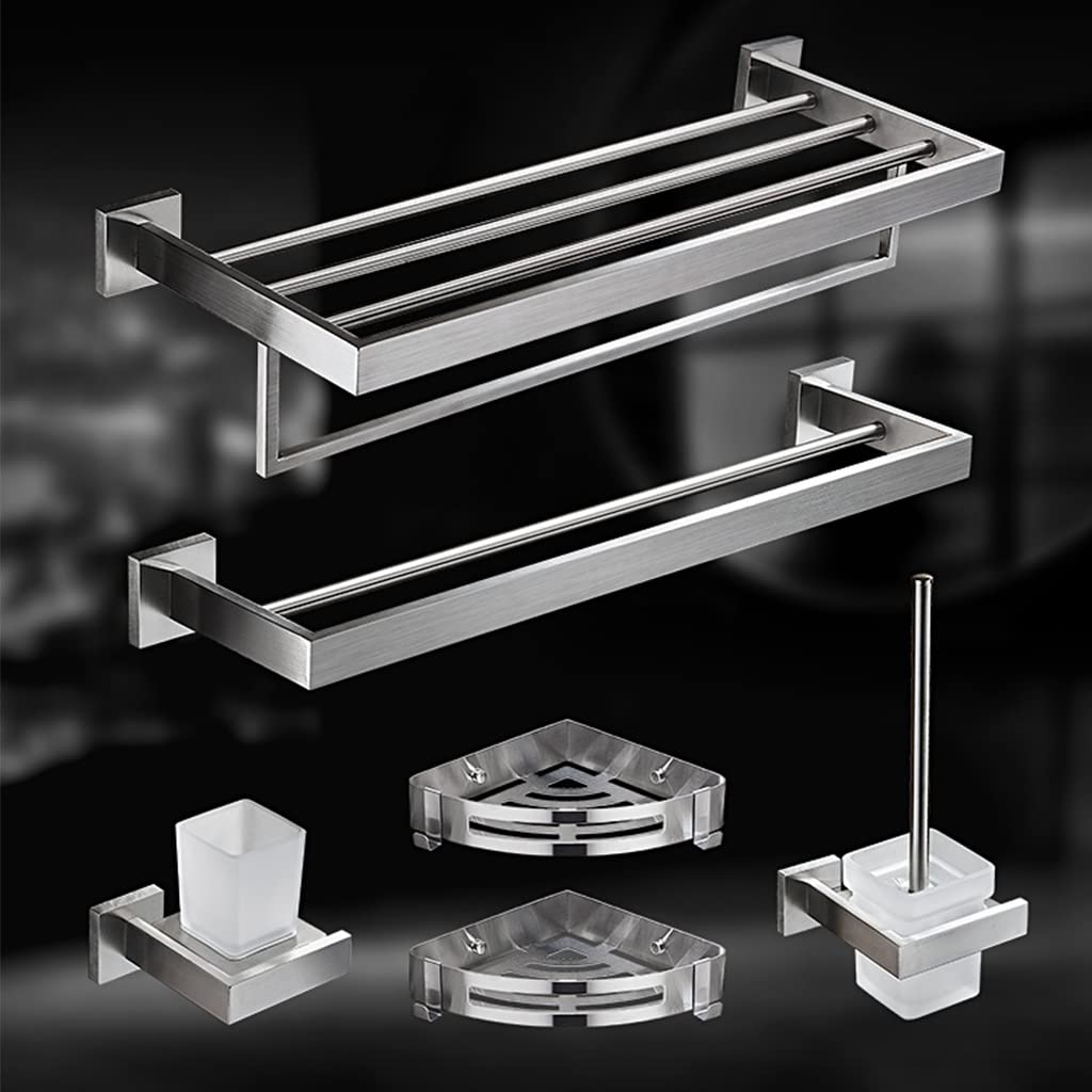 Toalleros, Juego de Toalleros, Barra de Toalla de Acero Inoxidable, Soporte para Papel Higiénico, Ganchos para Toallas, Kit/Gancho de Montaje en Pared/Cepillo de Baño/a