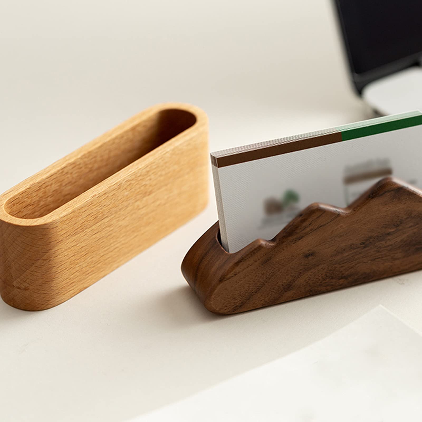 Soporte de madera para tarjetas de visita para escritorio, 1 paquete de soporte de exhibición de tarjetas de visita para hombres y mujeres, soporte de escritorio y soporte para tarjetas