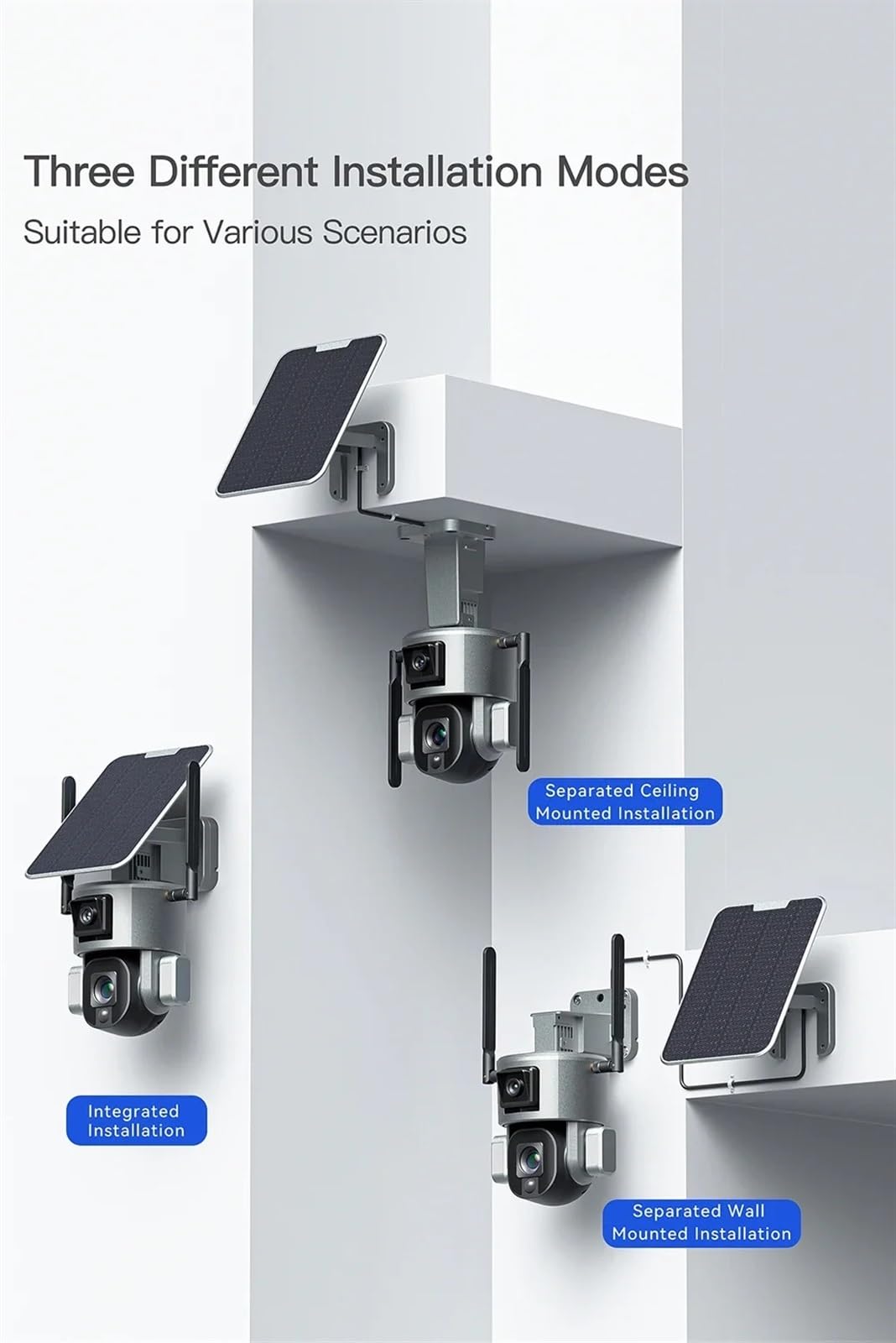 Caméra de sécurité, Caméra Solaire à Double Objectif 4K 8mp, Zoom 10X/4X, 4G SIM/WiFi, sécurité extérieure, Suivi humanoïde, Vision Nocturne Couleur(4G 4XZoom No Card)