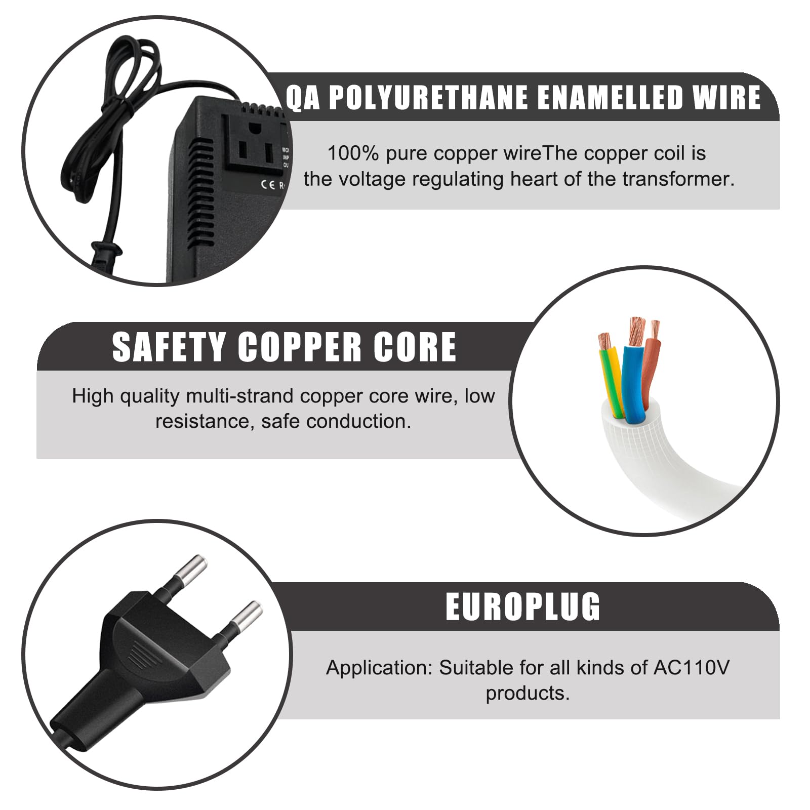 GBKDQQ Trasformatore di corrente 220 V a 110 V 300 W convertitore di corrente adattatore da viaggio spina europea