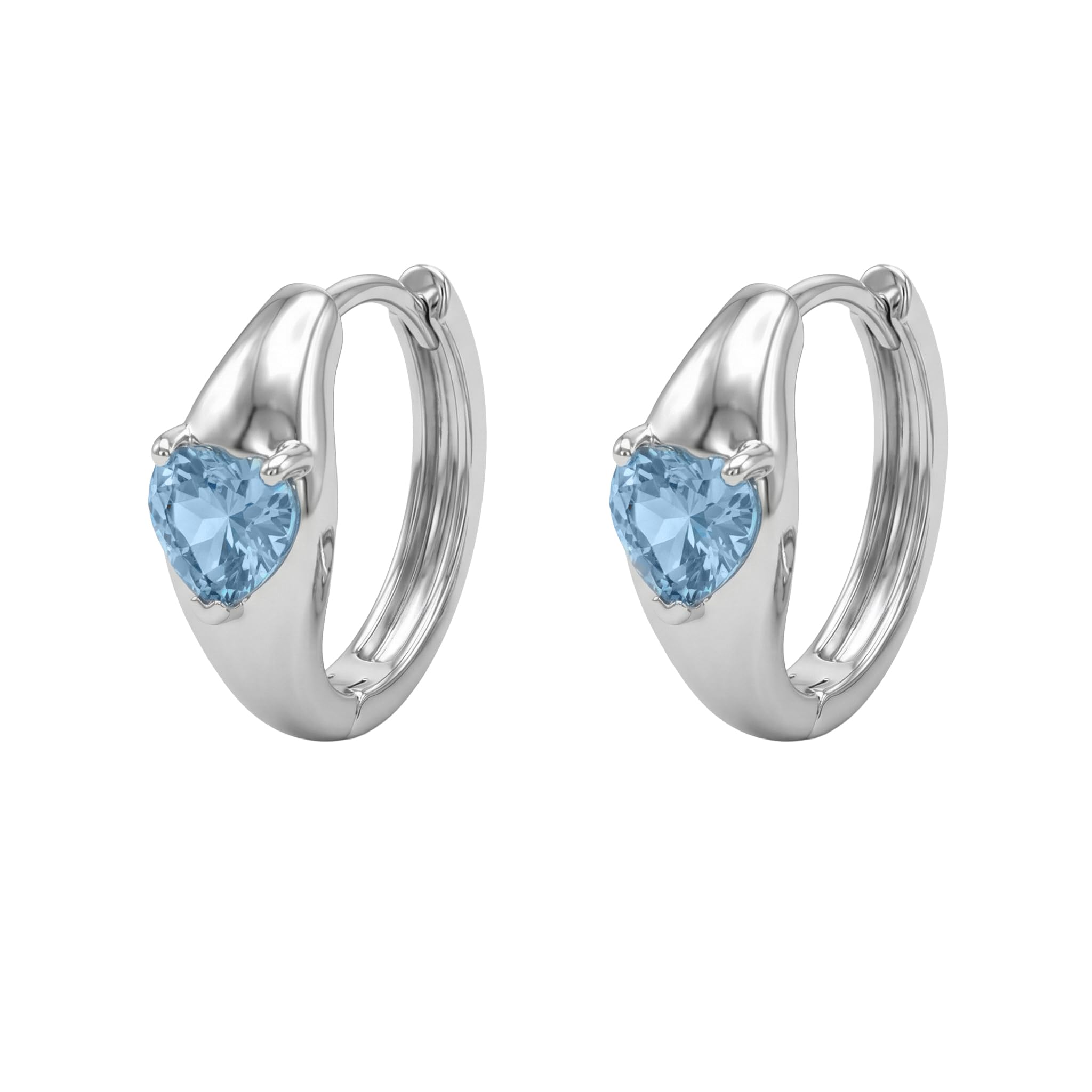 AMOR - Damen Ohrringe 925 Silber - mit Zirkonia Steinen - Herz Creole - AMR-E0108