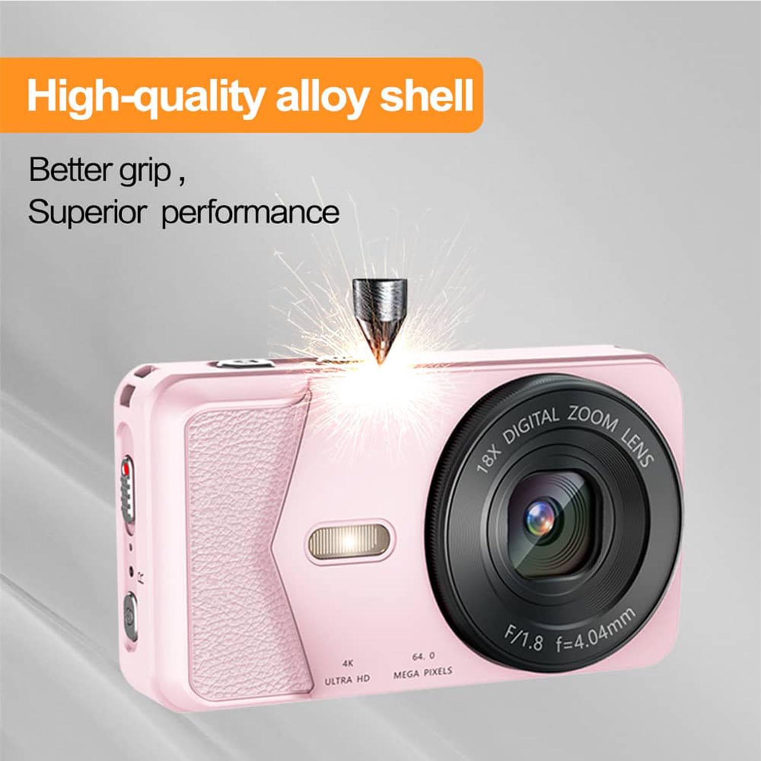 Fotocamera digitale, autofocus 48MP 4K fotocamera per fotografia con scheda da 32 GB, fotocamera digitale compatta portatile con guscio in metallo, batteria da 2000 mAh