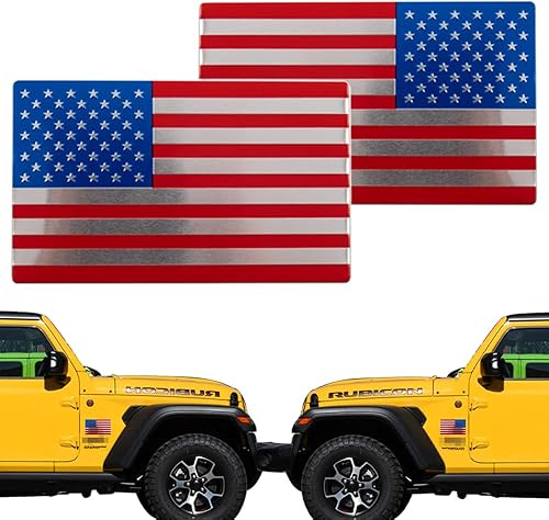 XMUINT - Emblema de metal de la bandera estadounidense, paquete de 2 calcomanías patrióticas militares de 5 pulgadas, parachoques de aleación,