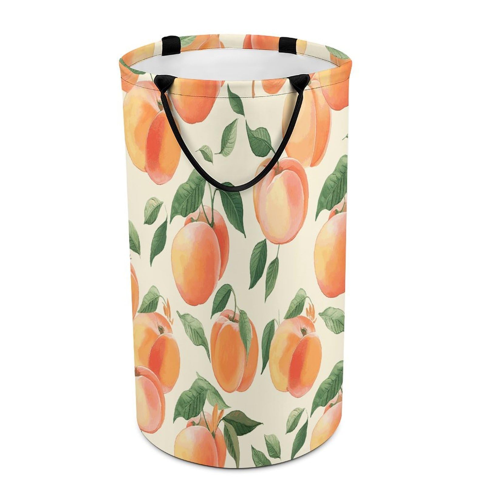 Peach Laundry Basket Waterproof And Moisture-Proof Storage Bins Collapsible Round Laundry Hamper Perfect for Toys, Clothes And Sundries