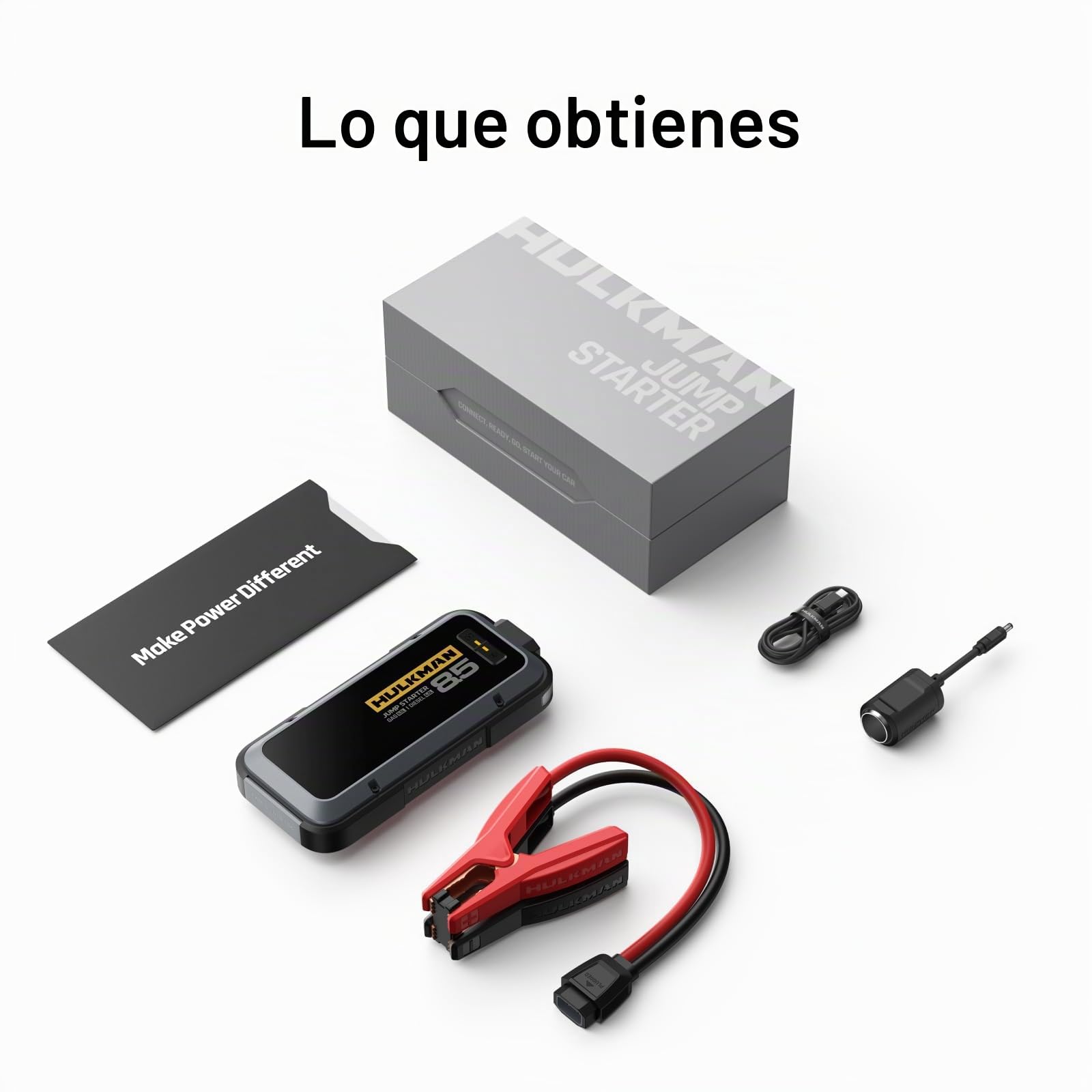 HULKMAN Alpha85 Arrancador de Coches 20000mAh 2000A Arrancador de Baterías de Coche (para 8,5L de Gasolina o 6,0L de Diésel) con Linterna LED de Emergencia Impermeable 65W Carga Rápida