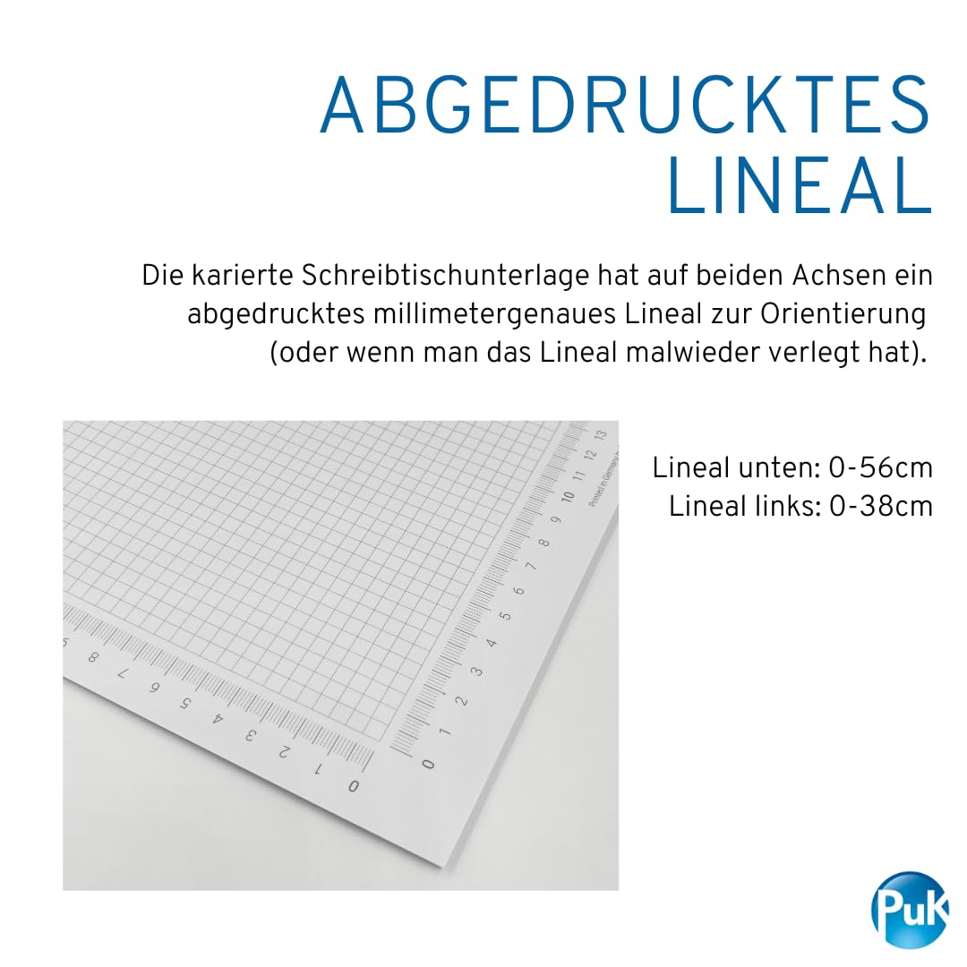 Karierte Papier-Schreibtischunterlage | DIN A2 | seitlich abgedrucktes Lineal | 30 Blatt zum Abreißen | mathematisches Papier karierter Block | zum Beschreiben und Skizzieren (DIN A2 mit Schutzleiste)