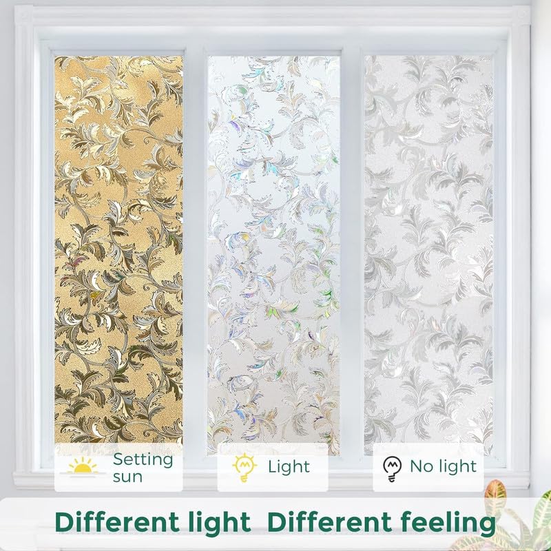 Image of Window Glass Film for Privacy, Self Adhesive Window Sticker, Sticker Frosted Glass Film for Windows, bathrooms, Office Cabins, Living Rooms - Flower Design | 12 X 48 Inchs