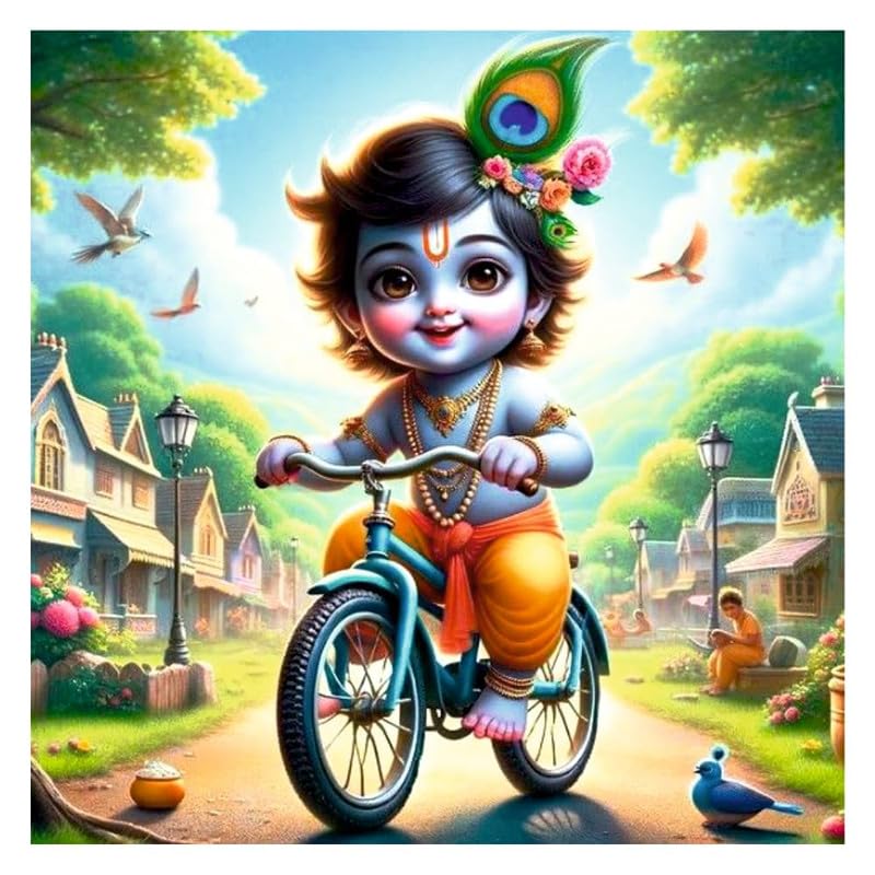 Image of British Terminal Cute little Bal Gopal Baby God Krishna| Kanha Ji | Laddu Lord Makhan Chor Painting Religious Poster for Pregnant Women for wall (matt thin vinyl,sticker,multicolor,unframed)| bj71