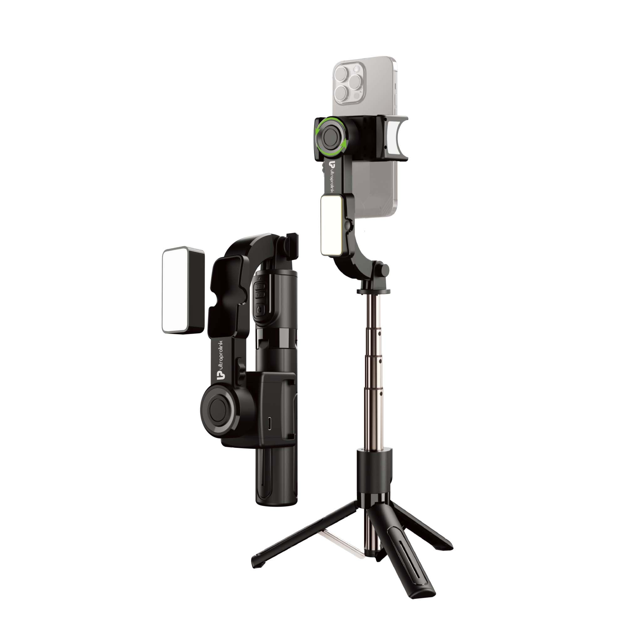 UltraProlink Snap-Z Pro|1-Axis Gimbal Stabilizer with Full control BT Remote| Selfie Stick Tripod with 9 mode magnetic Fill Light| Anti-Shake for iPhone & Android Extendable 680mm|360° Rotation|UM1268-image-44