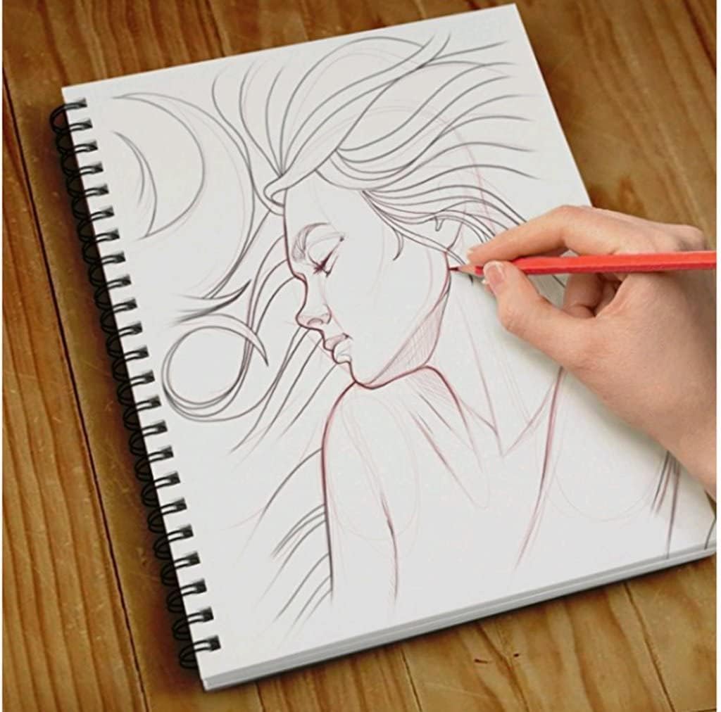 H & B Sketch Book 9"X12", Drawing Pad 100-Sheets, Sketching Book for Drawings for Kids Wire Bound, Blank Page, Artist Sketch Pad, Durable Acid Free Drawing and Sketching Paper Book(1 Piece)