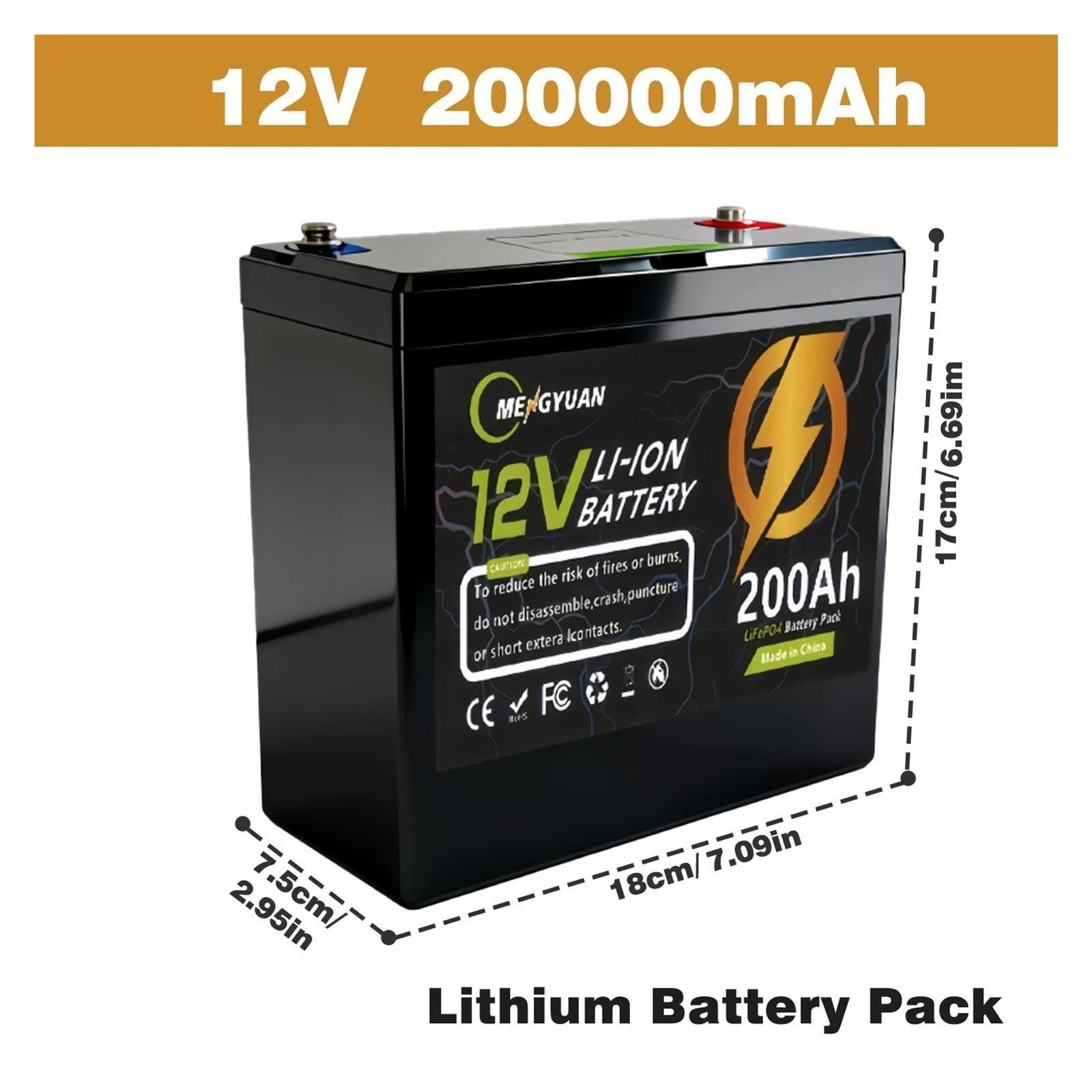Batteria LiFePO4 12V 200Ah 3600Wh 200A Celle BMS A+ Integrate