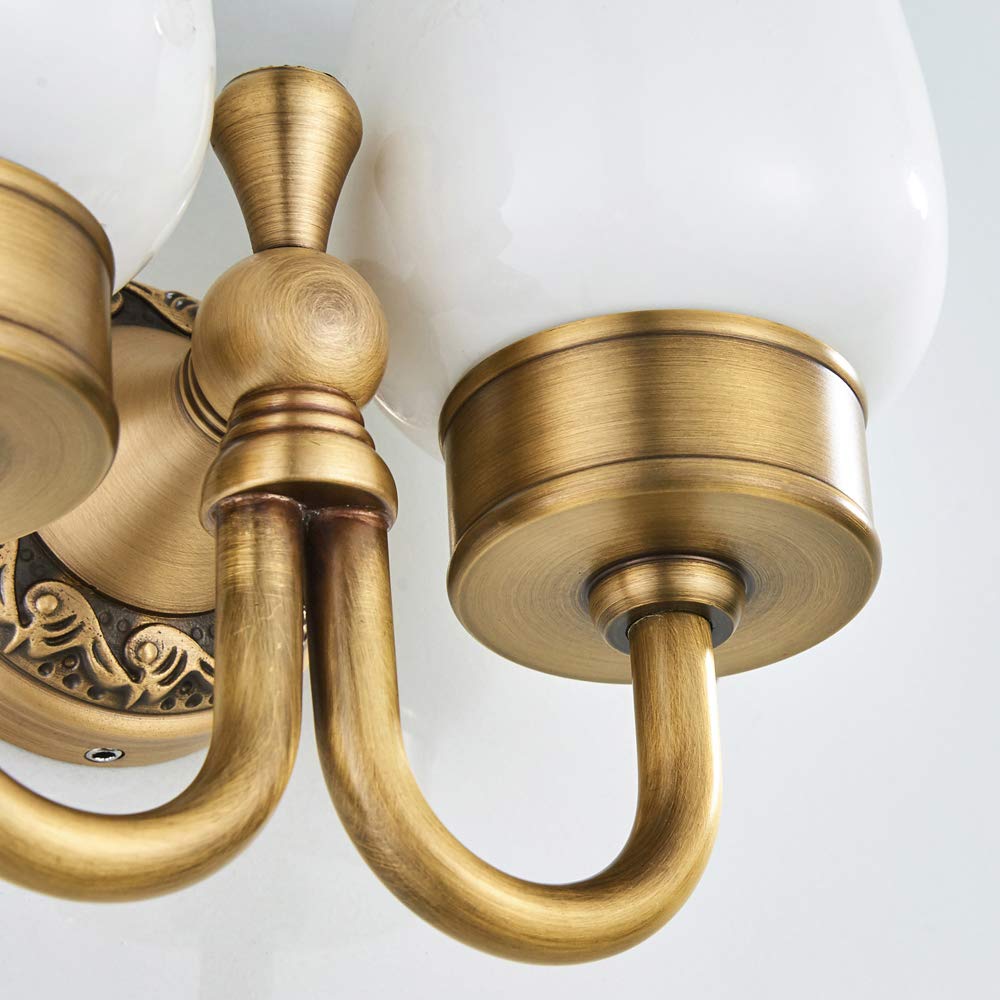 Portaspazzolino Doppio con 2 Tazze, Bicchiere a spazzolino da Denti retrò, Costruzione in Ceramica e Ottone Massiccio con Intagli Anticato a Parete per Bagno