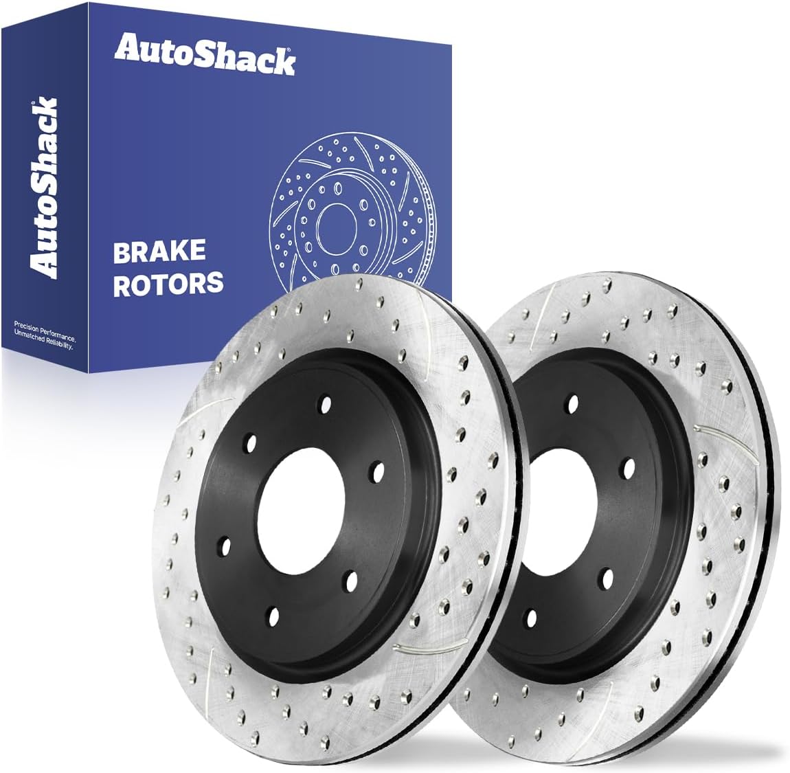 AutoShack Front Vented Drilled & Slotted E-Coated Brake Rotors 2-PC Set Replacement for 2005-2007 Nissan TITAN 2005-2006 INFINITI QX56 2005-2006 Nissan Armada ShadowGuard 12.6" (320 mm)