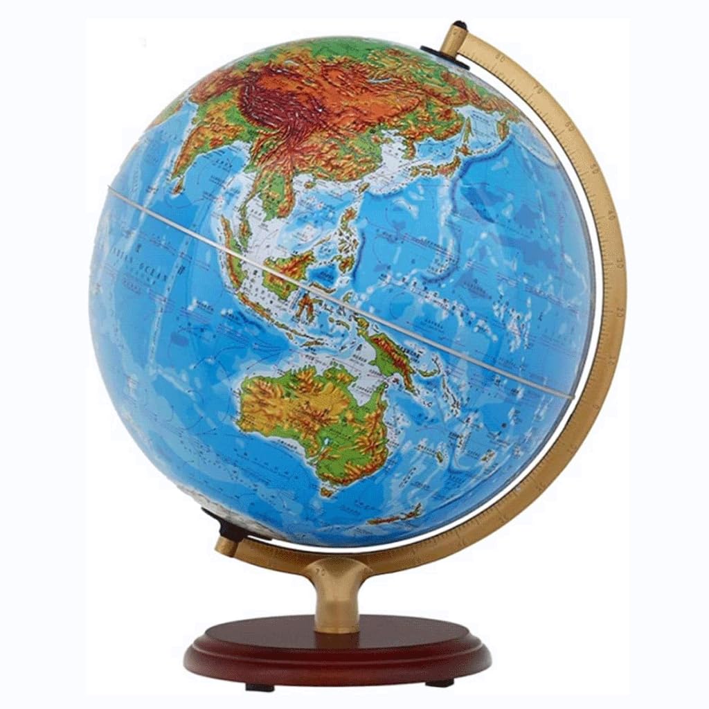 Globi Geografici Mappamondo Mondiale con Supporto in Legno Mappamondo per Bambini con Supporto in Legno 32 cm/12,5" Home Decor