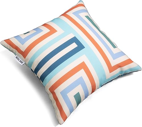 Big Joe Cojín cuadrado resistente a la intemperie, decoración de puf de vidrio aguamarina, tela duradera resistente a la intemperie, 16 pulgadas