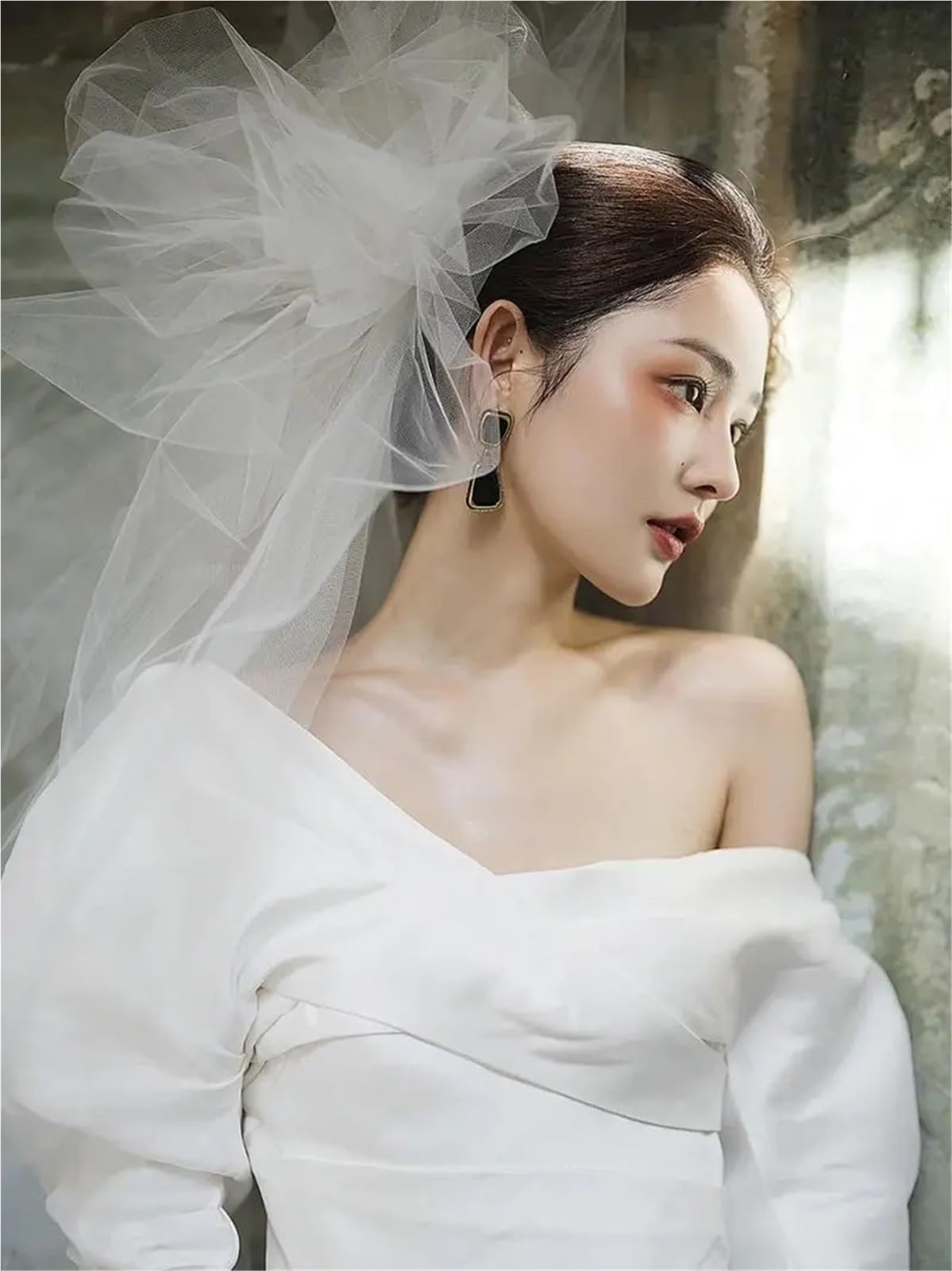 Brautschleier Retro-Hochzeitsschleier, kurzer Hochzeits-Tüllschleier, großer Schleier for Hochzeit, Verlobung, Haarschmuck Brautaccessoires