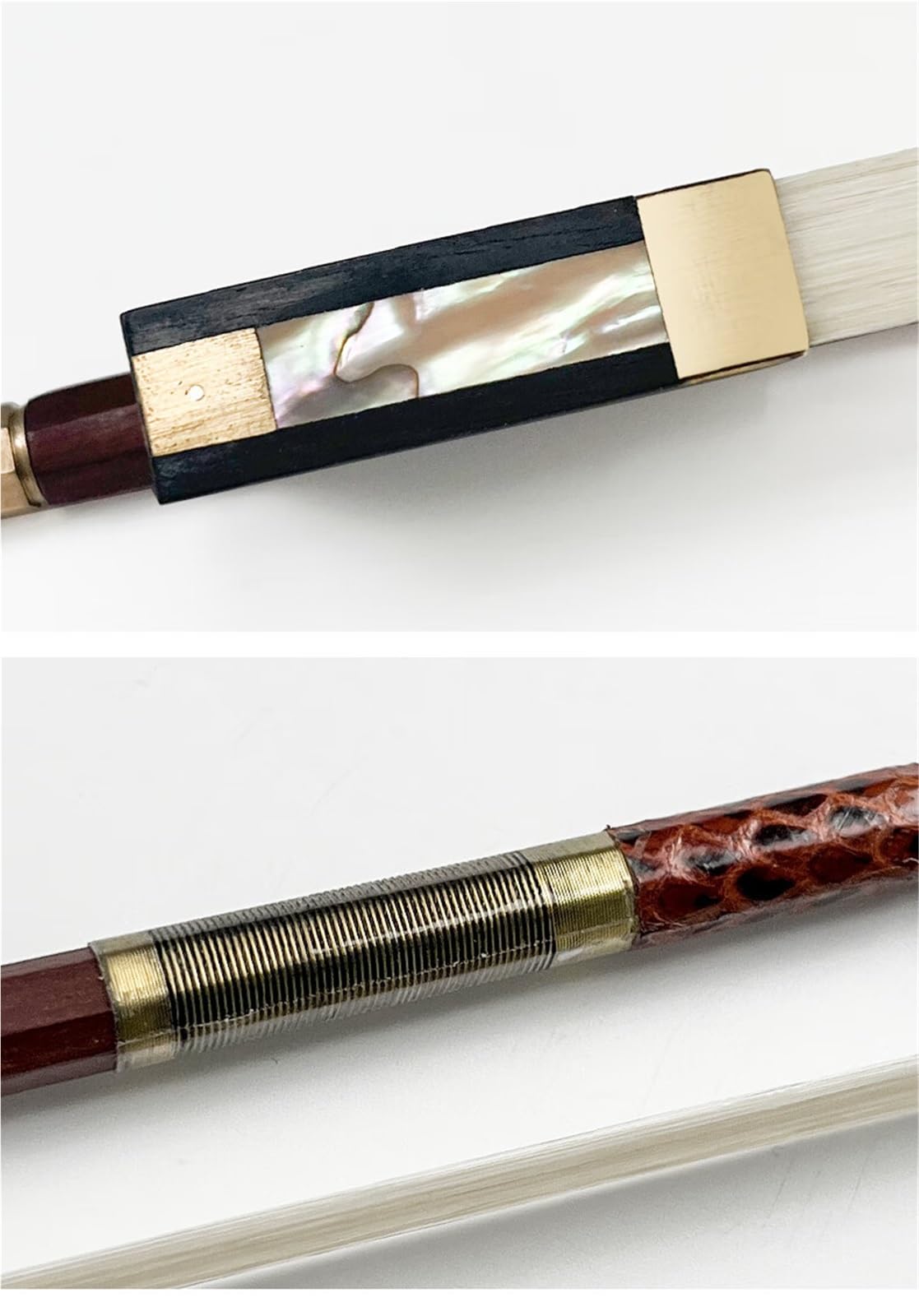 principiante Práctica Arco Violín Varilla para arco de violín pelo de cola de caballo natural arco profesional de madera brasileña de grado de rendimiento marrón 3/4(3/4)