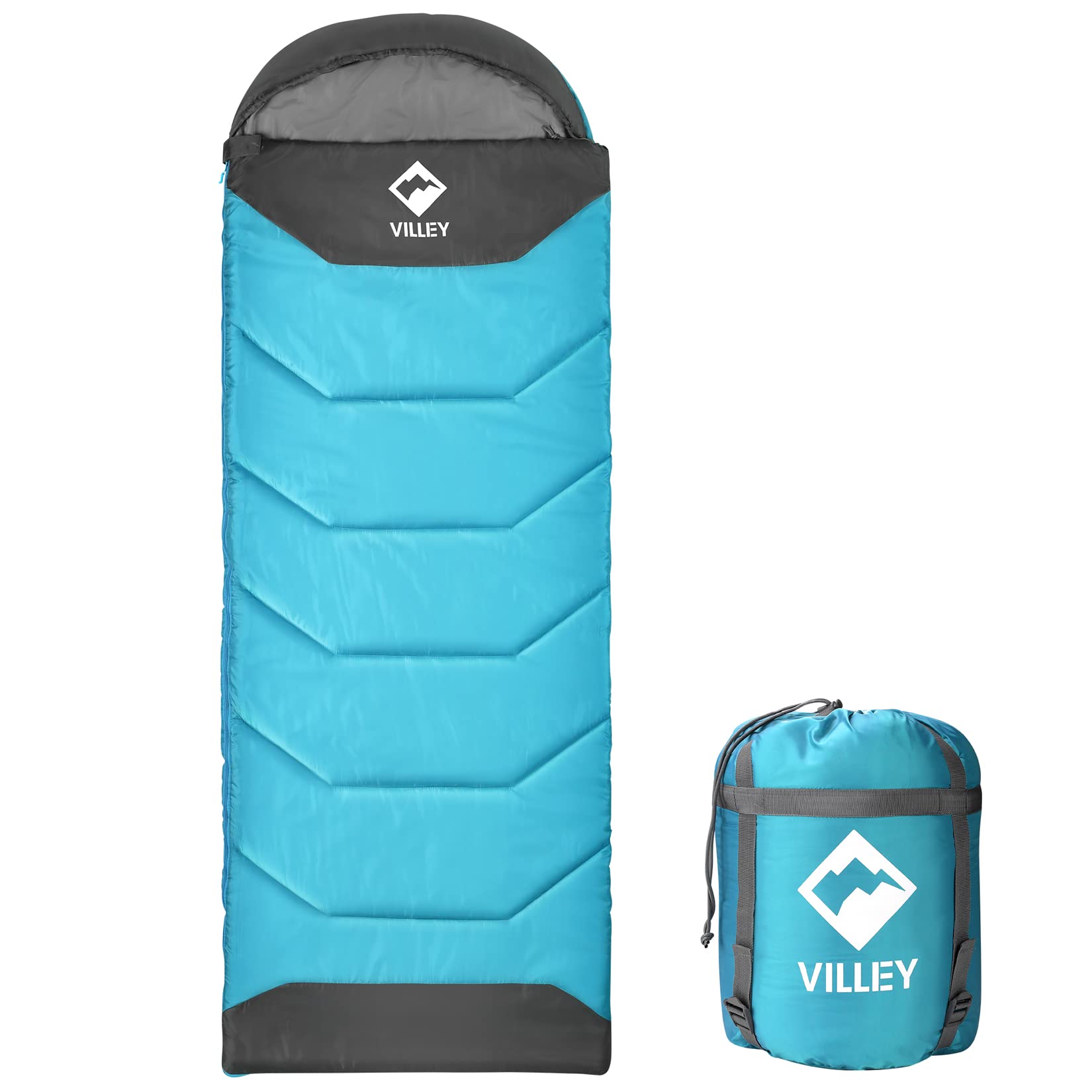 VILLEY Camping Sleeping Bag – 3 Season Lightweight Compact Gear for Adults, Boys, Girls – Summer, Spring, Fall – Outdoor, Travel, Hiking