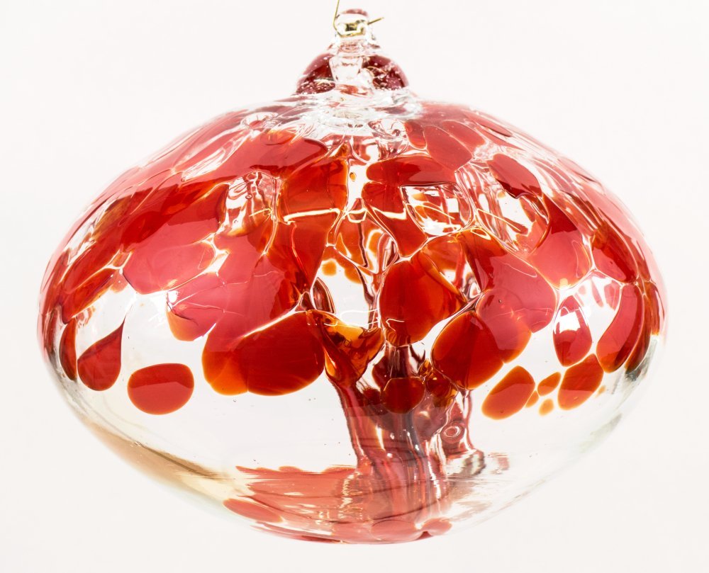 Milford Collection Orb Tree of Life Large Glass Globe - Ruby